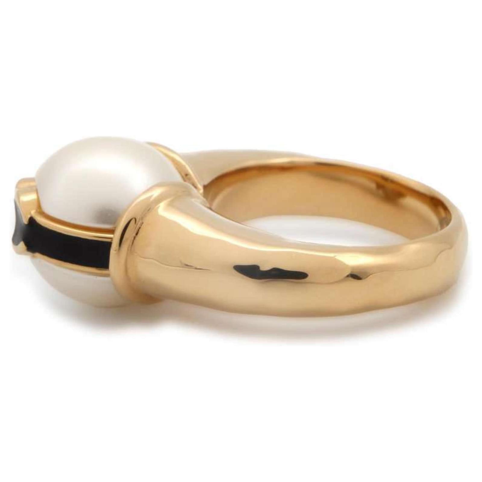 Chanel Gold Band Ring with Coco Mark Golden Metal ref