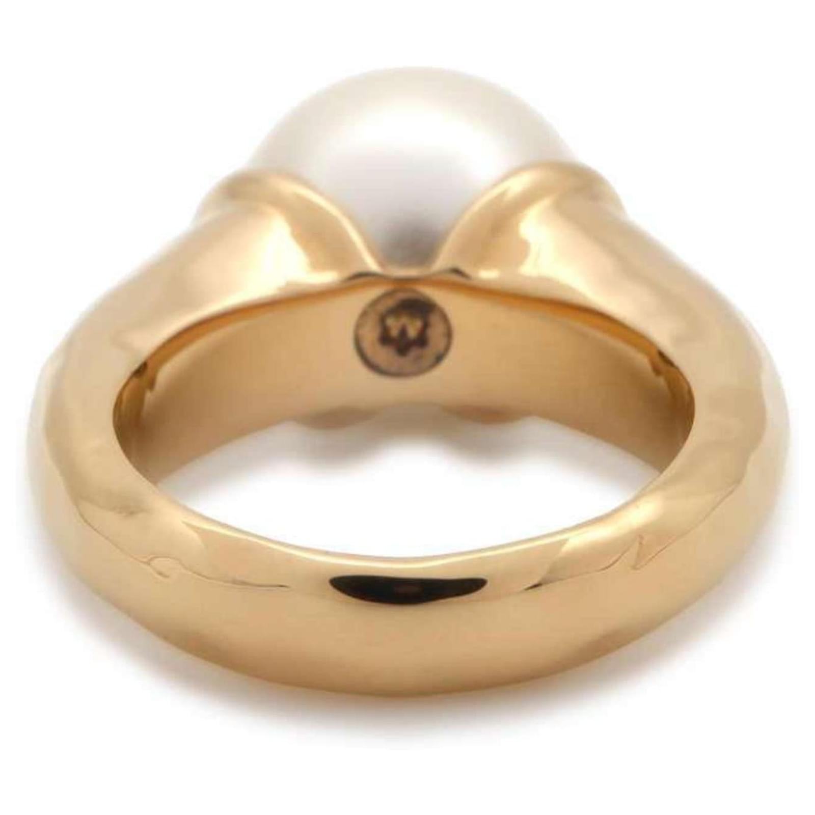 Chanel Gold Band Ring with Coco Mark Golden Metal ref