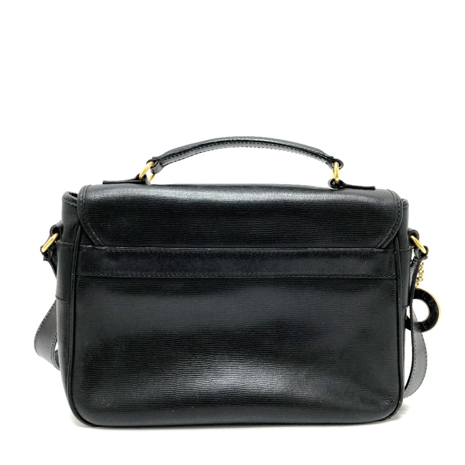 Céline Celine Double Pocket 2WAY Shoulder Bag Black Leather