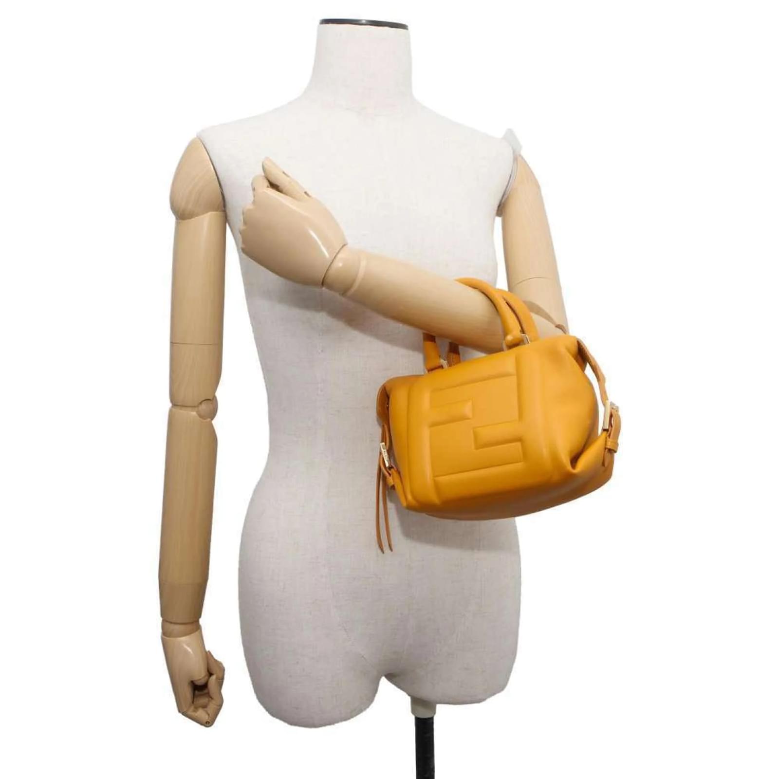 OUTLET【FENDI】YELLOW☆Cube FFロゴ ショルダーバッグ Fendi Handbag FF CUBE 8BS089 Yellow Leather ref.1465878