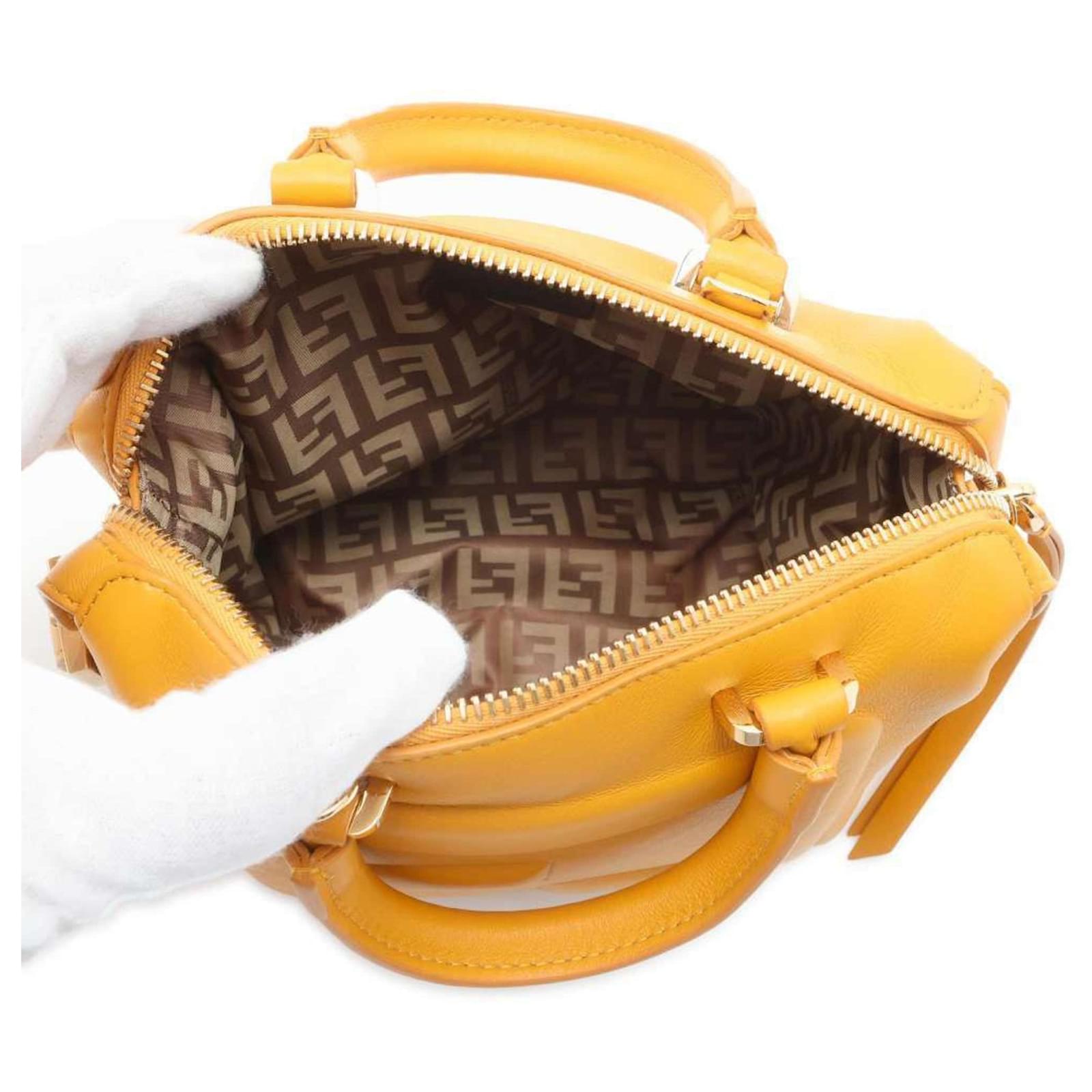 OUTLET【FENDI】YELLOW☆Cube FFロゴ ショルダーバッグ Fendi Handbag FF CUBE 8BS089 Yellow Leather ref.1465878