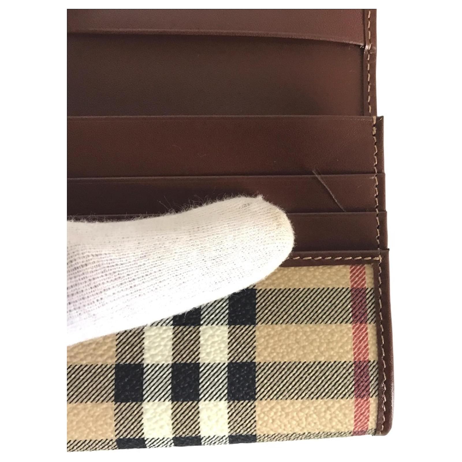 Burberry Nova Check Horse Long Wallet Beige Leather ref.JC1466972