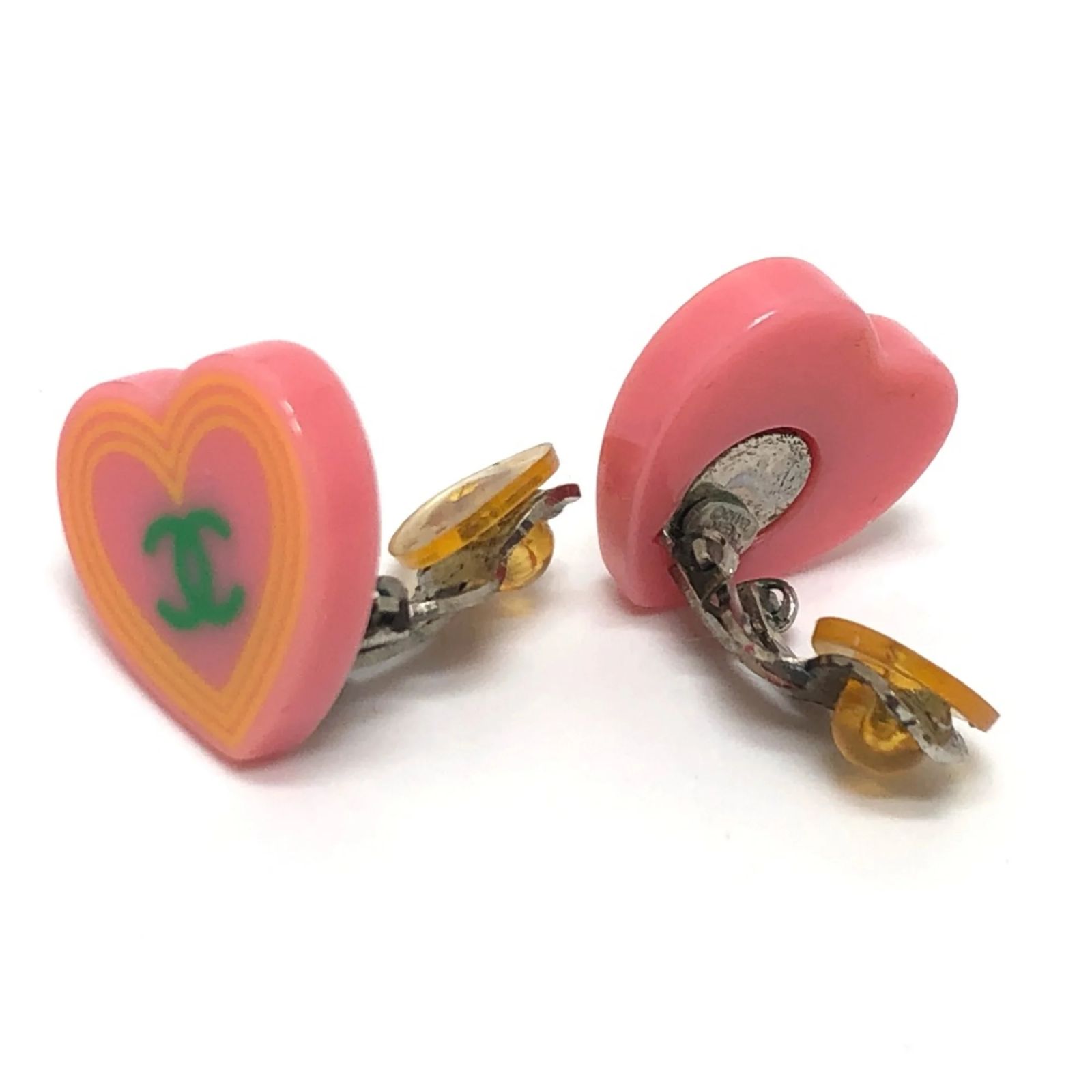 Boucles D'oreilles Clips Vintage En Forme De Cœur - Occasion, Couleur Argenté