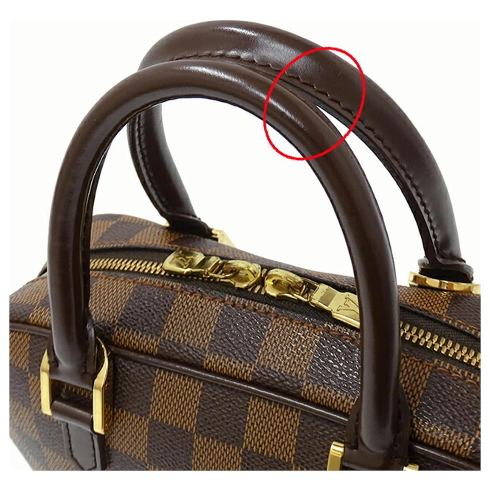 Louis Vuitton Damier Women's Handbag Saria Ebene Brown Damier