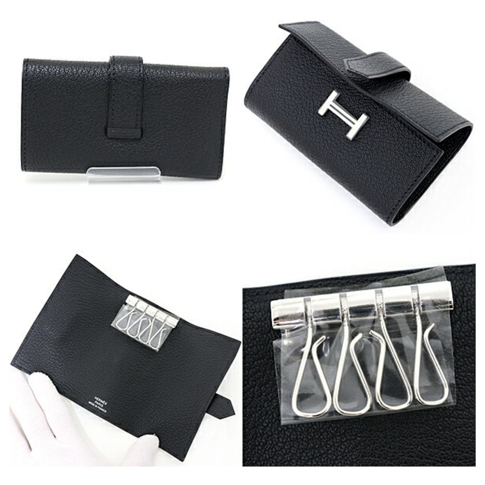 Étui à Clés Hermès Bearn En Chèvre Noir - Estampillé □I (2005), Occasion Très Bon état
