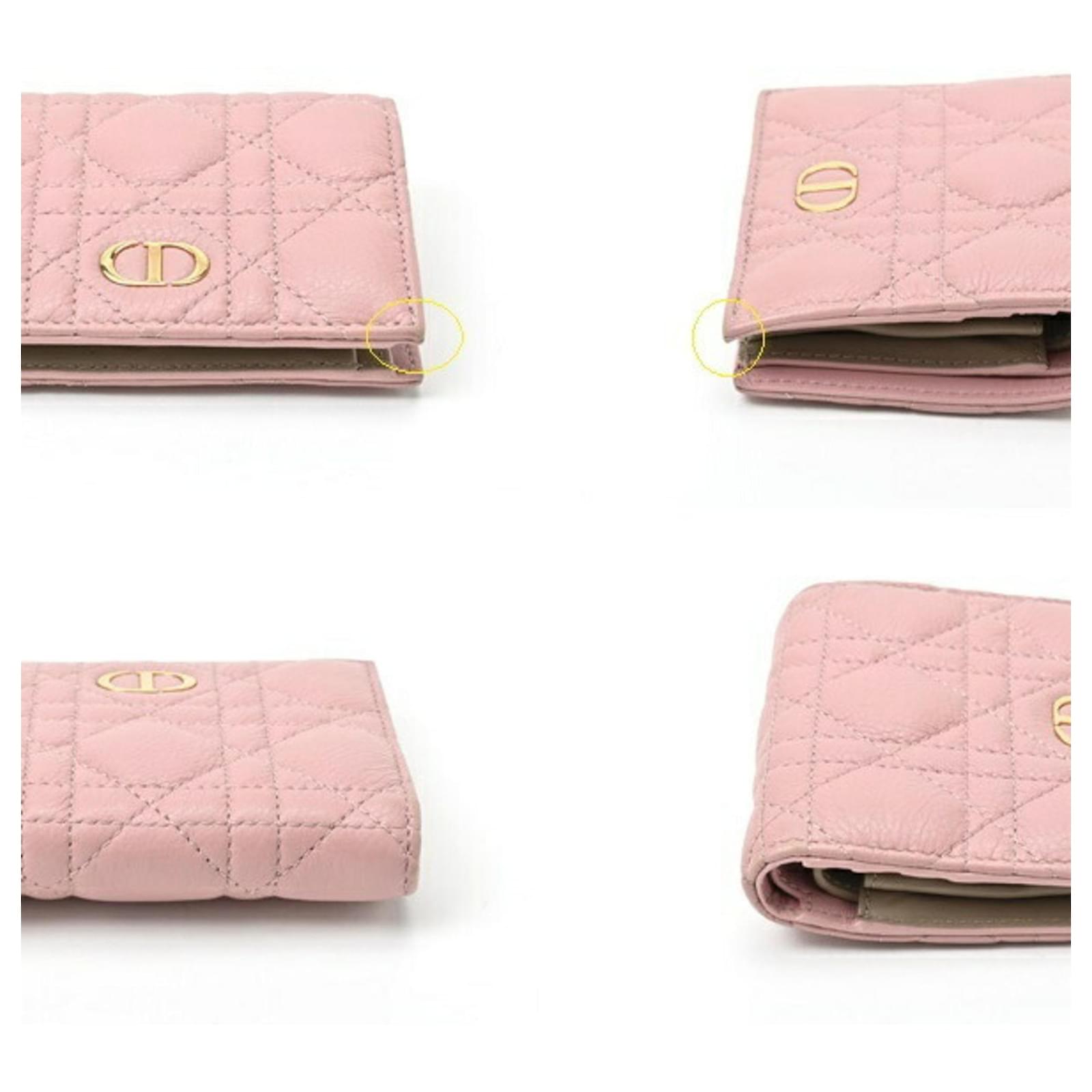 Christian Dior Dior Caro Multicolor Bi-fold Wallet Pink Beige