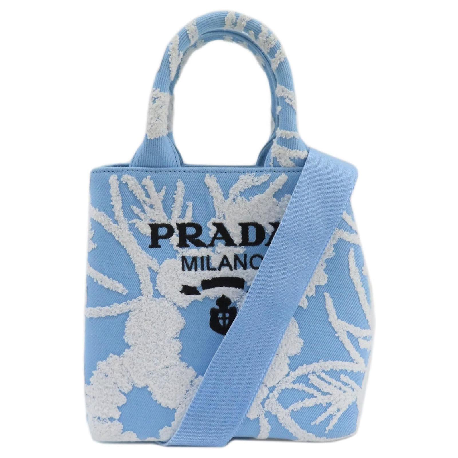 Prada Light Blue Canvas Tote Bag Cloth ref.1467650 - Joli Closet