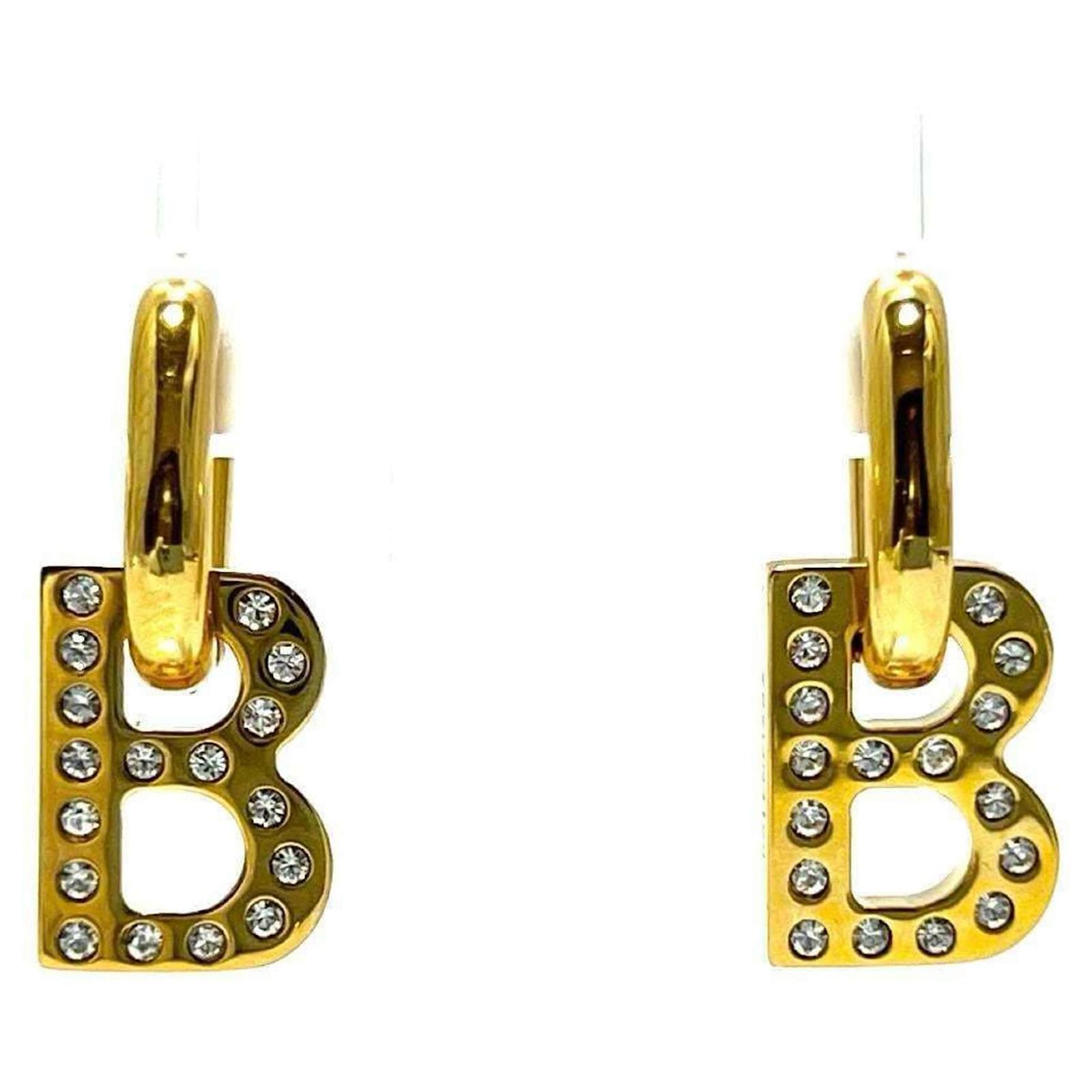 Balenciaga B Chain XS Drop Earrings Golden Metal ref.1468139