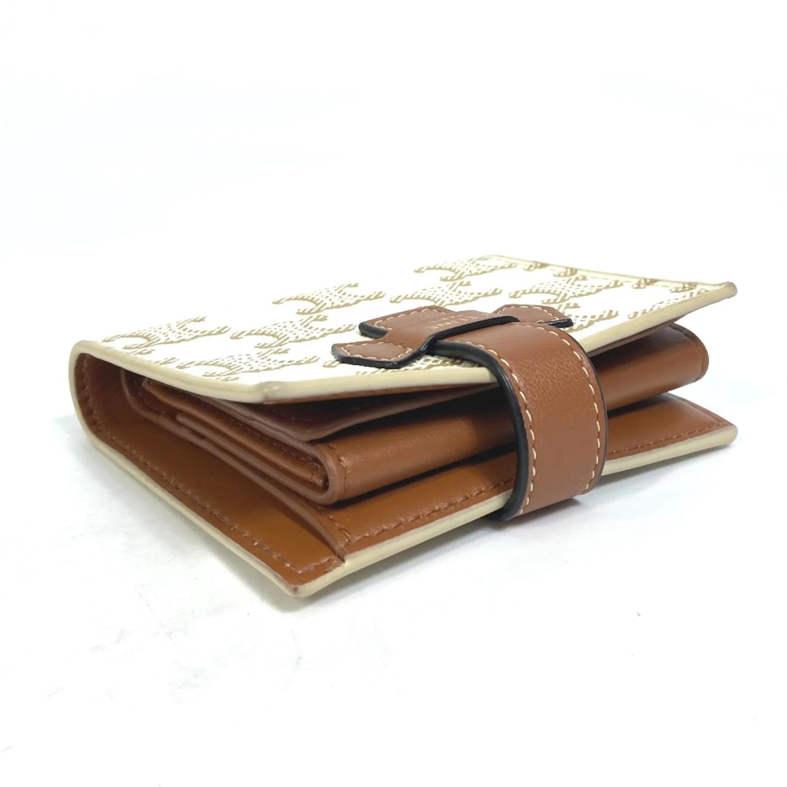 Céline Celine Macadam Triomphe Folded Wallet White ref.1468422