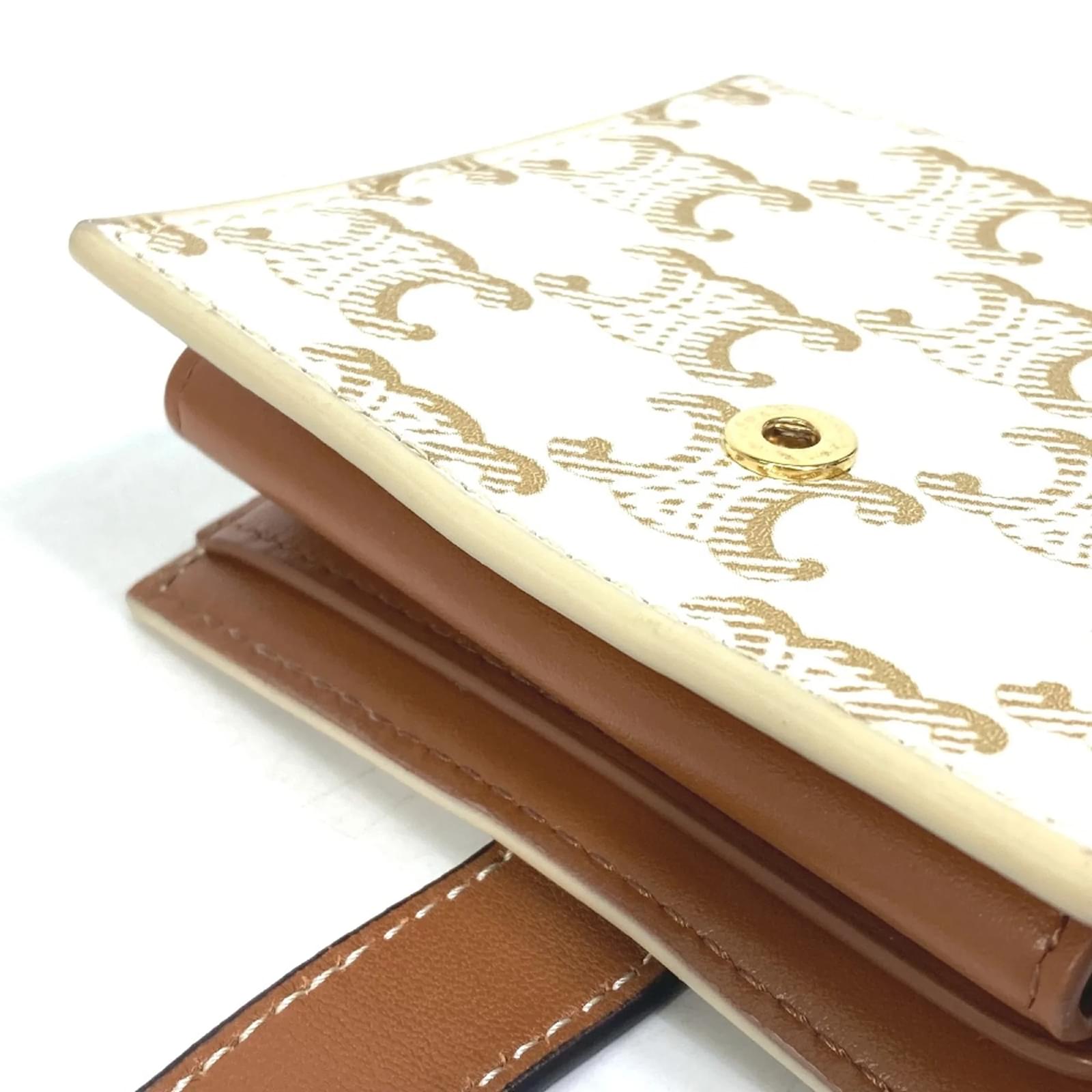 Céline Celine Macadam Triomphe Folded Wallet White ref.1468422