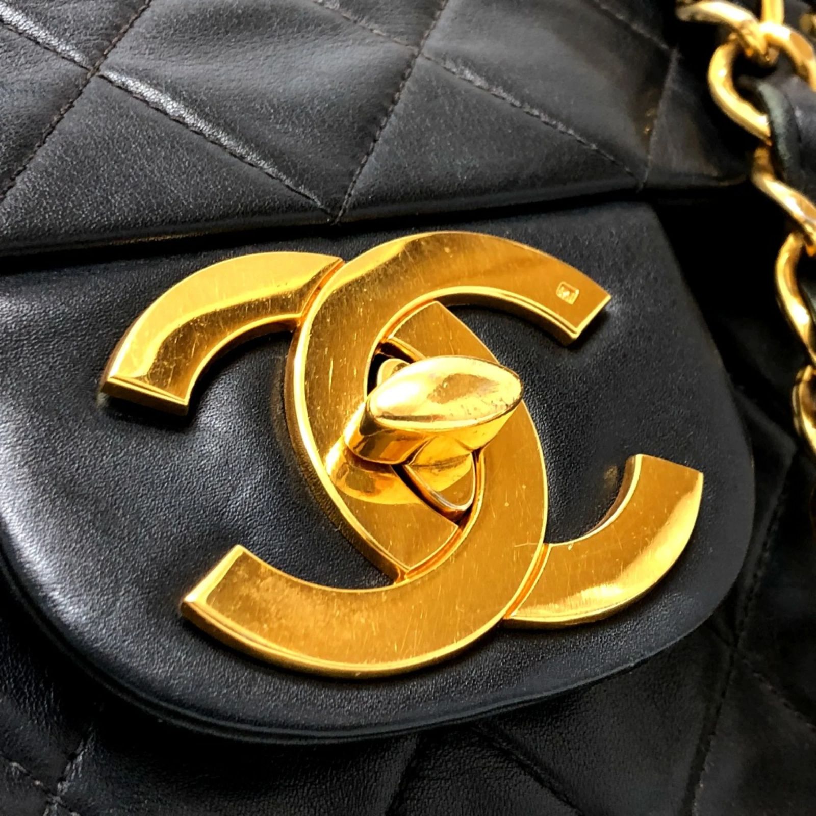 Chanel Double Chain 2WAY Shoulder Bag Black Leather ref.1468636