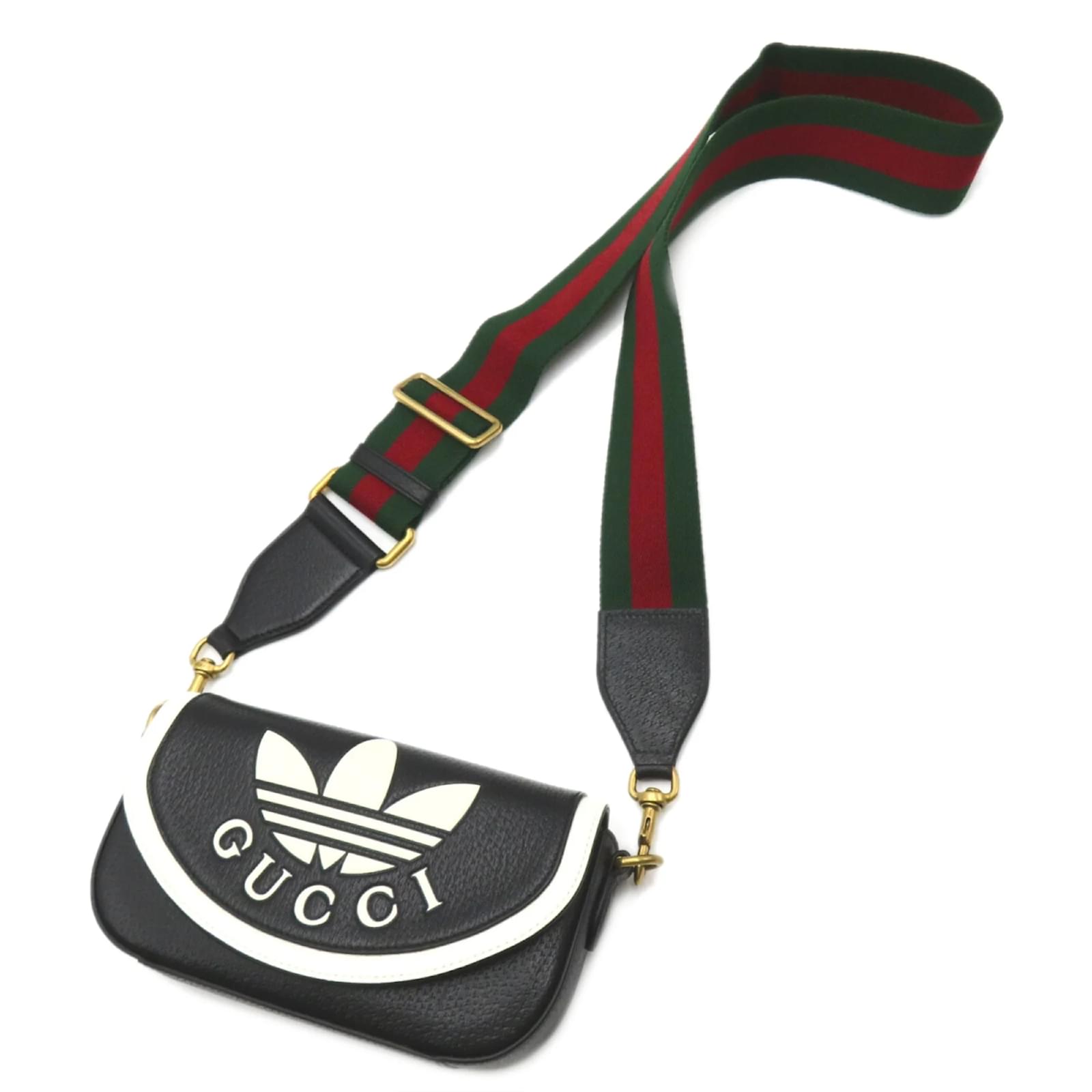 GUCCIバッグ GUCCI X ADIDAS Textured Dollar Calfskin Belt Bag Black