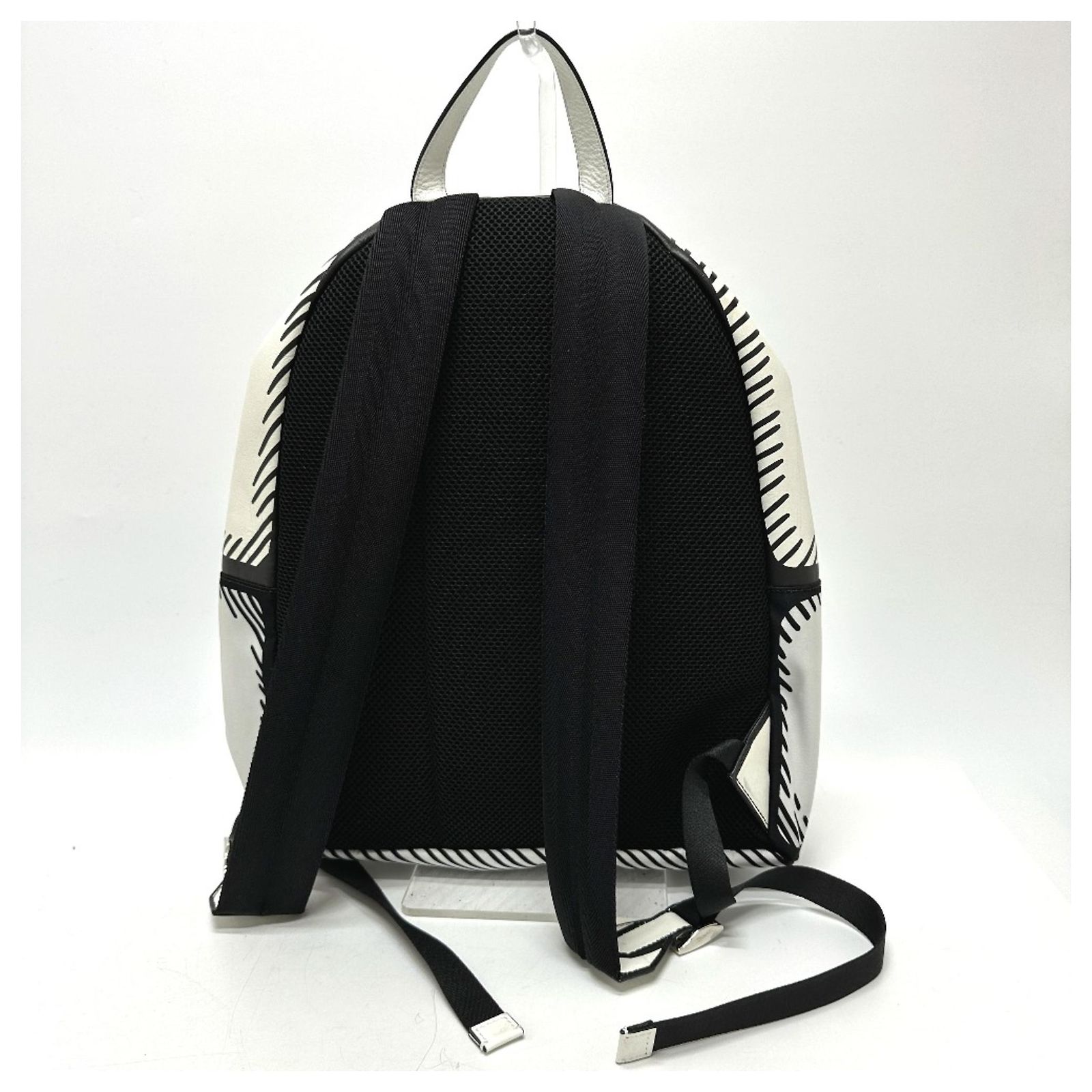 FENDI Joshua Vidas California Sky Backpack Bag Canvas/Leather White Fendi 7VZ042 Joshua Vidas California Sky Bag Backpack White  main image 4