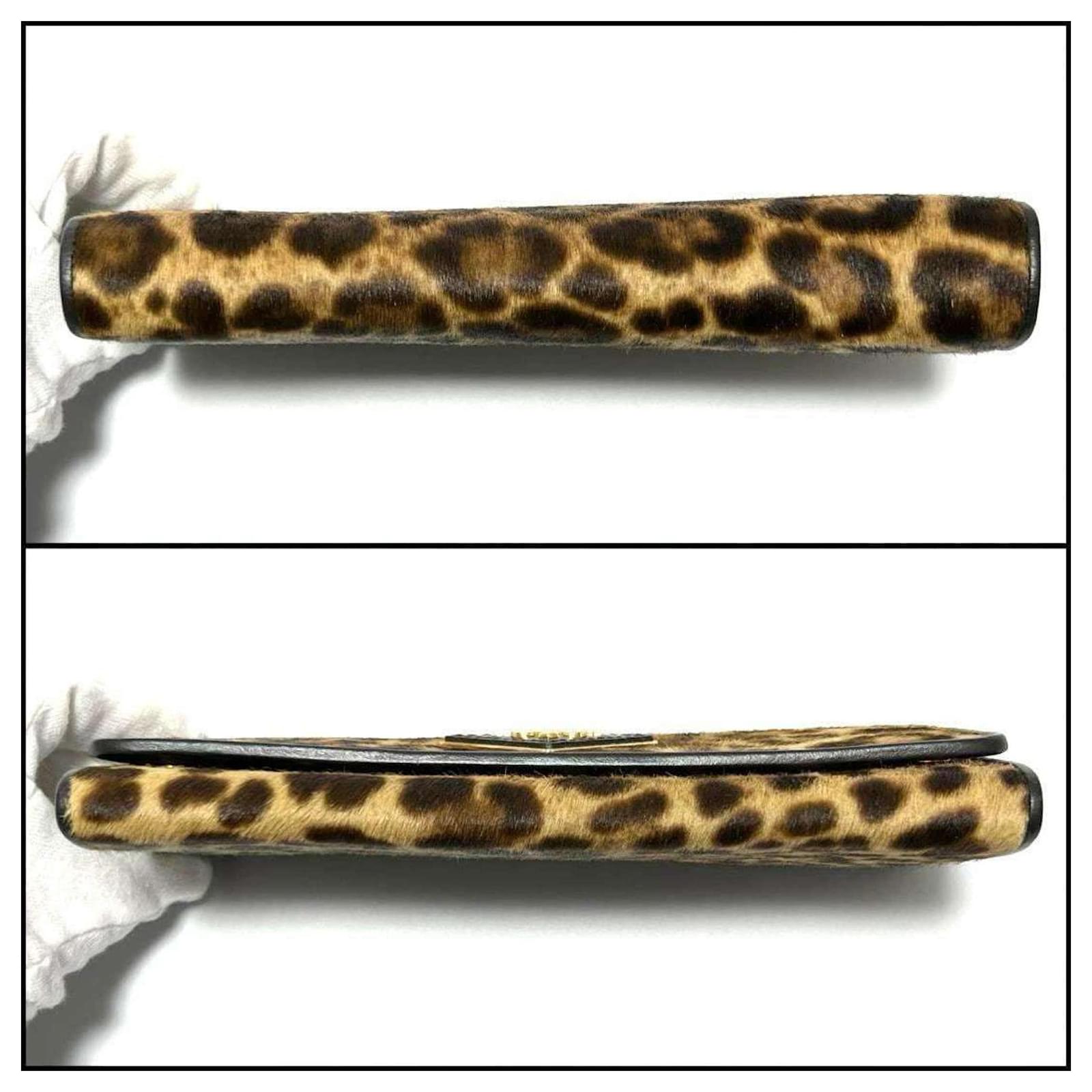 Prada Women's Long Wallet in Leopard Print Pony Leather ref
