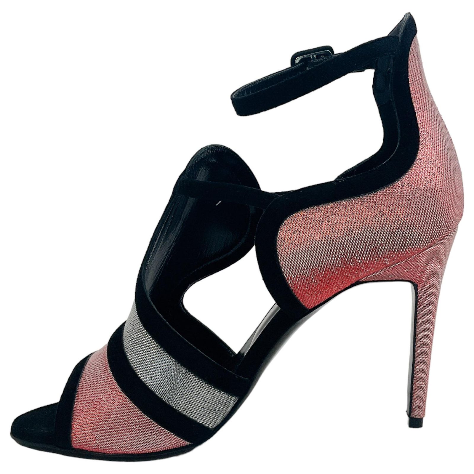 Pierre Hardy Red / Silver Metallic Pumps with Black Suede Trim ref ...