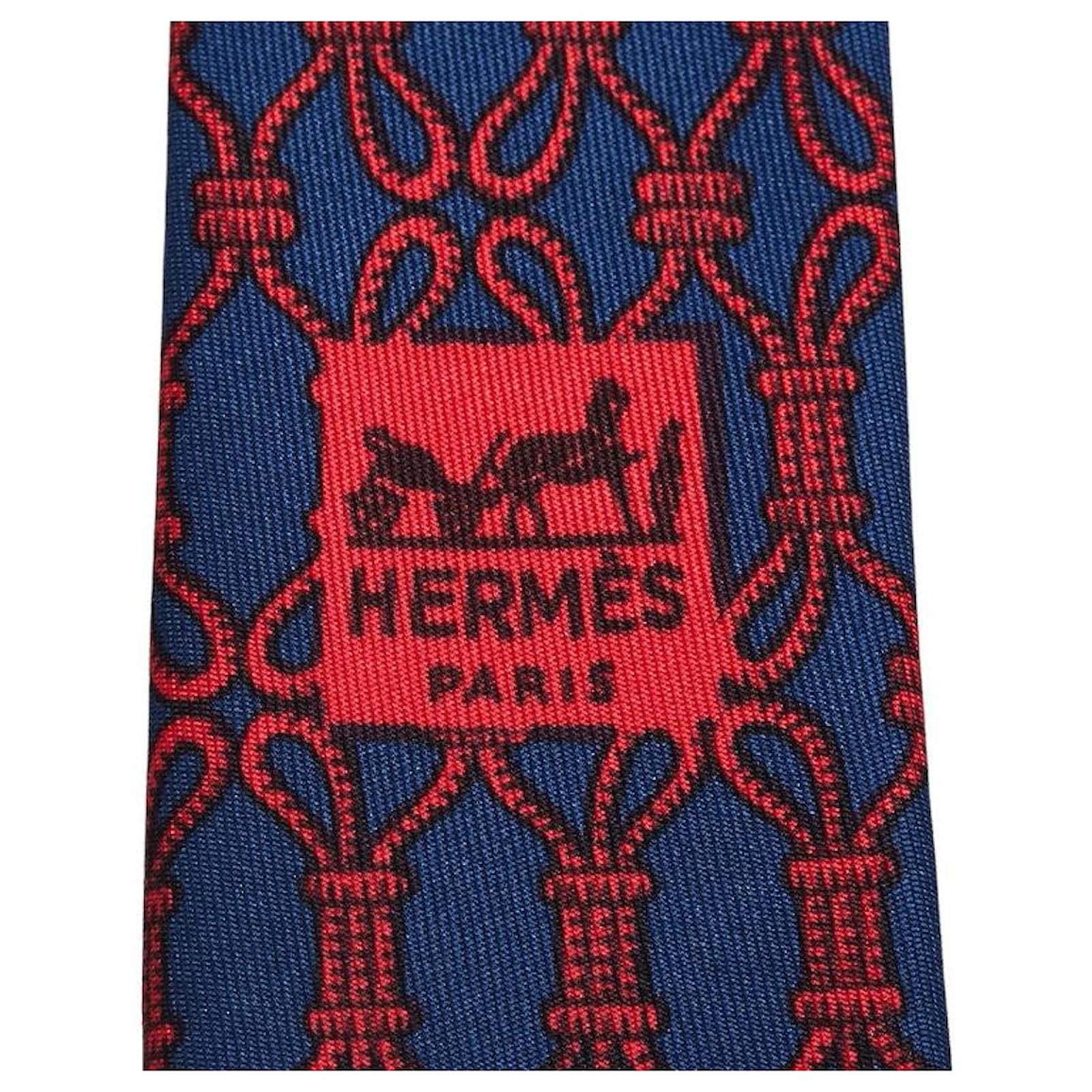 Cravate Hermès En Soie - Motif Nœud Cordage Multicolore, Occasion