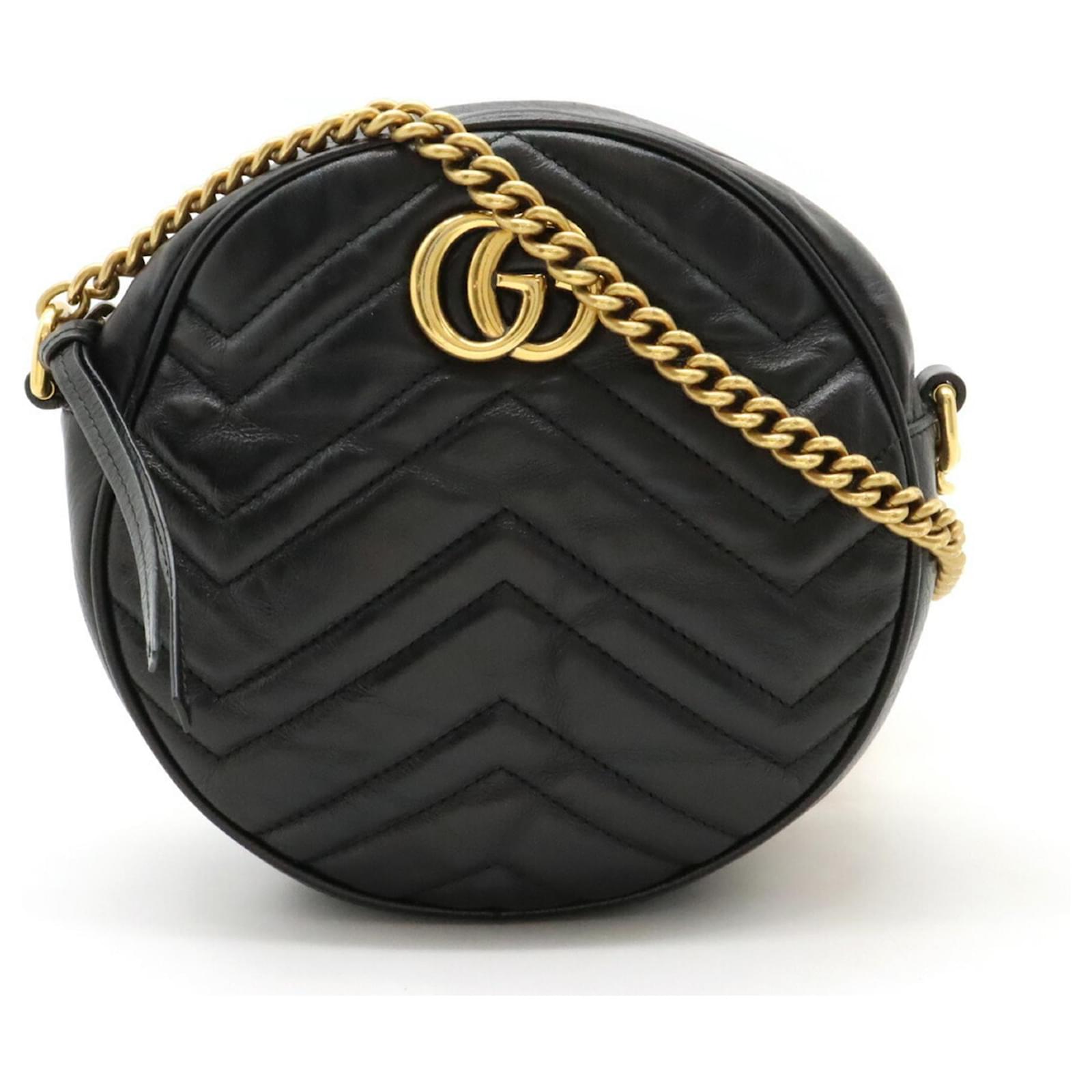 Sac a epaule rond GG Marmont de Gucci Cuir Noir ref.1479264 Joli Closet