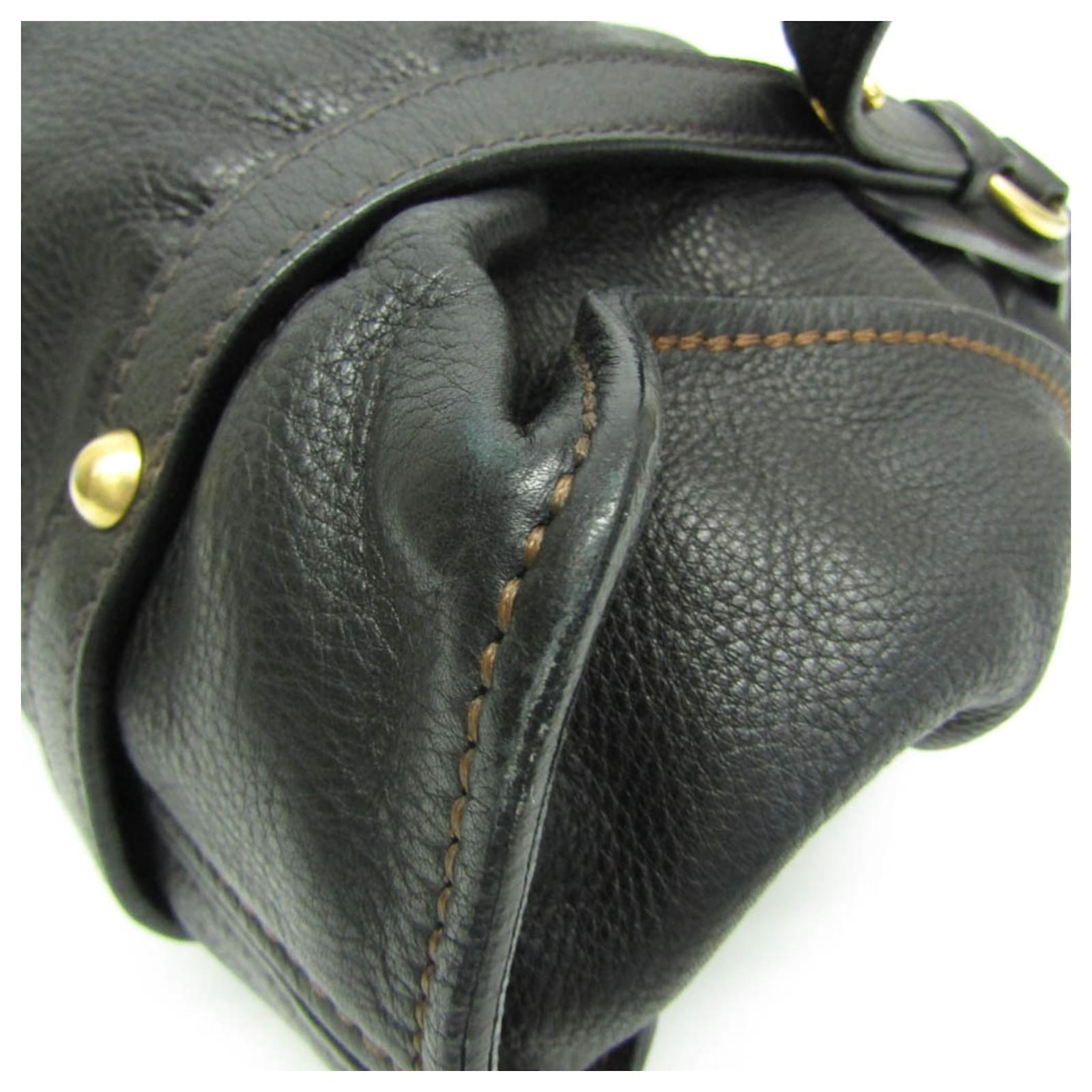 Miu Miu Side Ribbon RR1312 Women's Leather Tote Bag Black