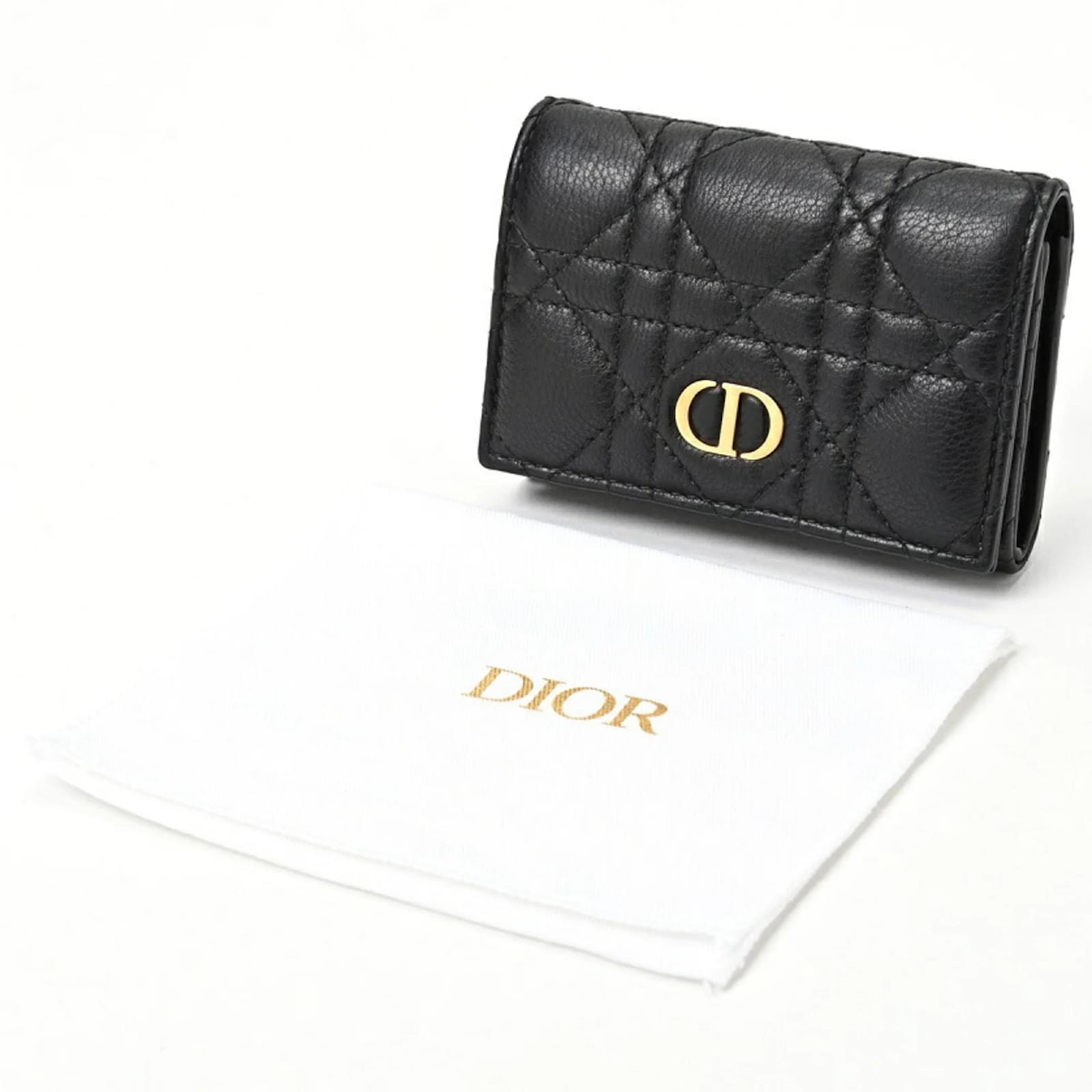 Christian Dior Dior Caro Glycine Wallet Black Leather ref