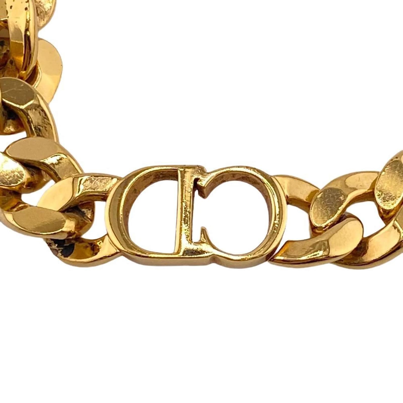 Christian Dior CD ICON Chain Link Necklace Golden Metal ref