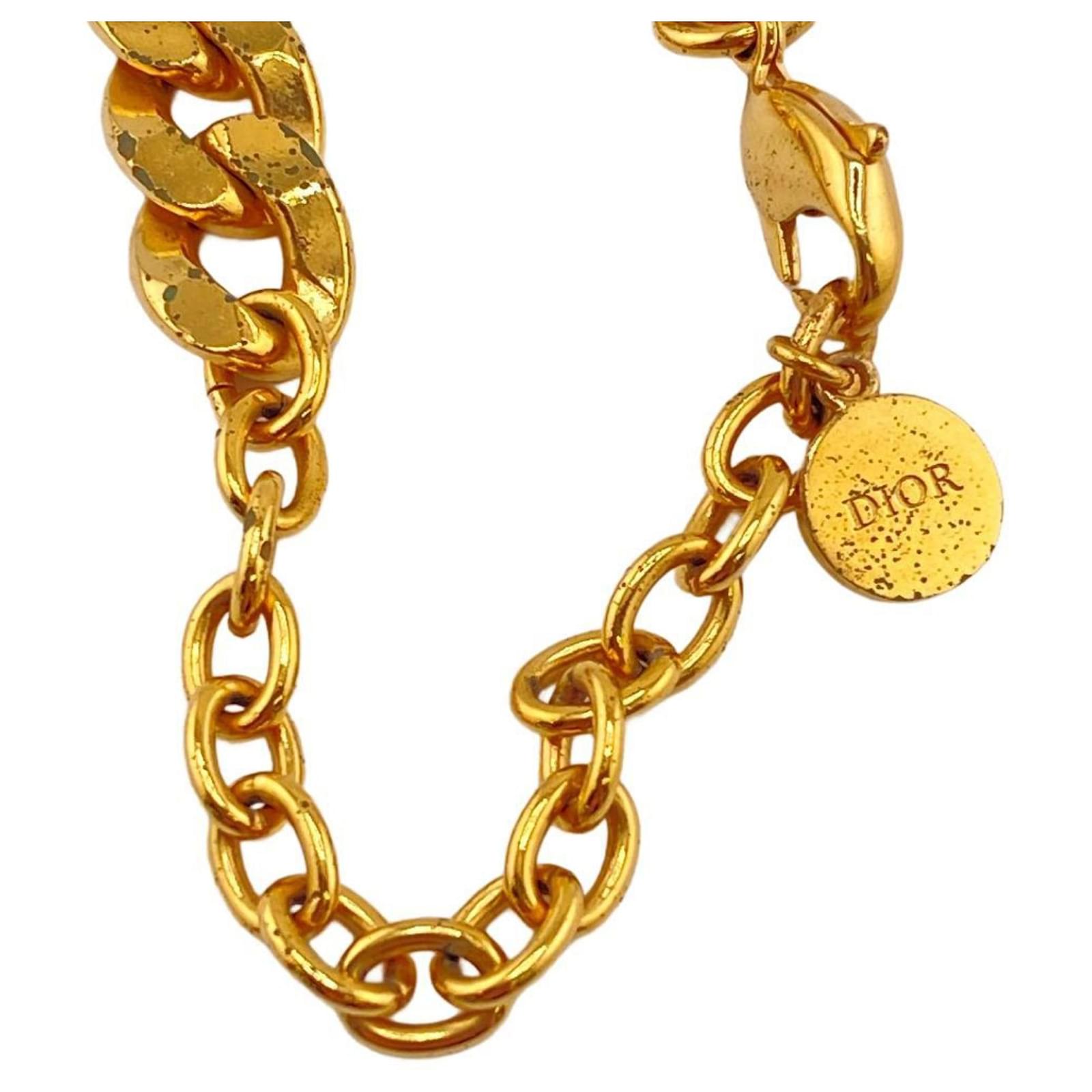 Christian Dior CD ICON Chain Link Necklace Golden Metal ref
