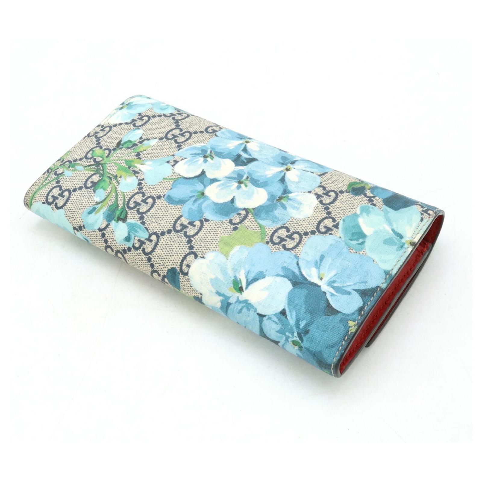 Gucci GG Blooms Supreme Flower Bi-fold Long Wallet Red Blue