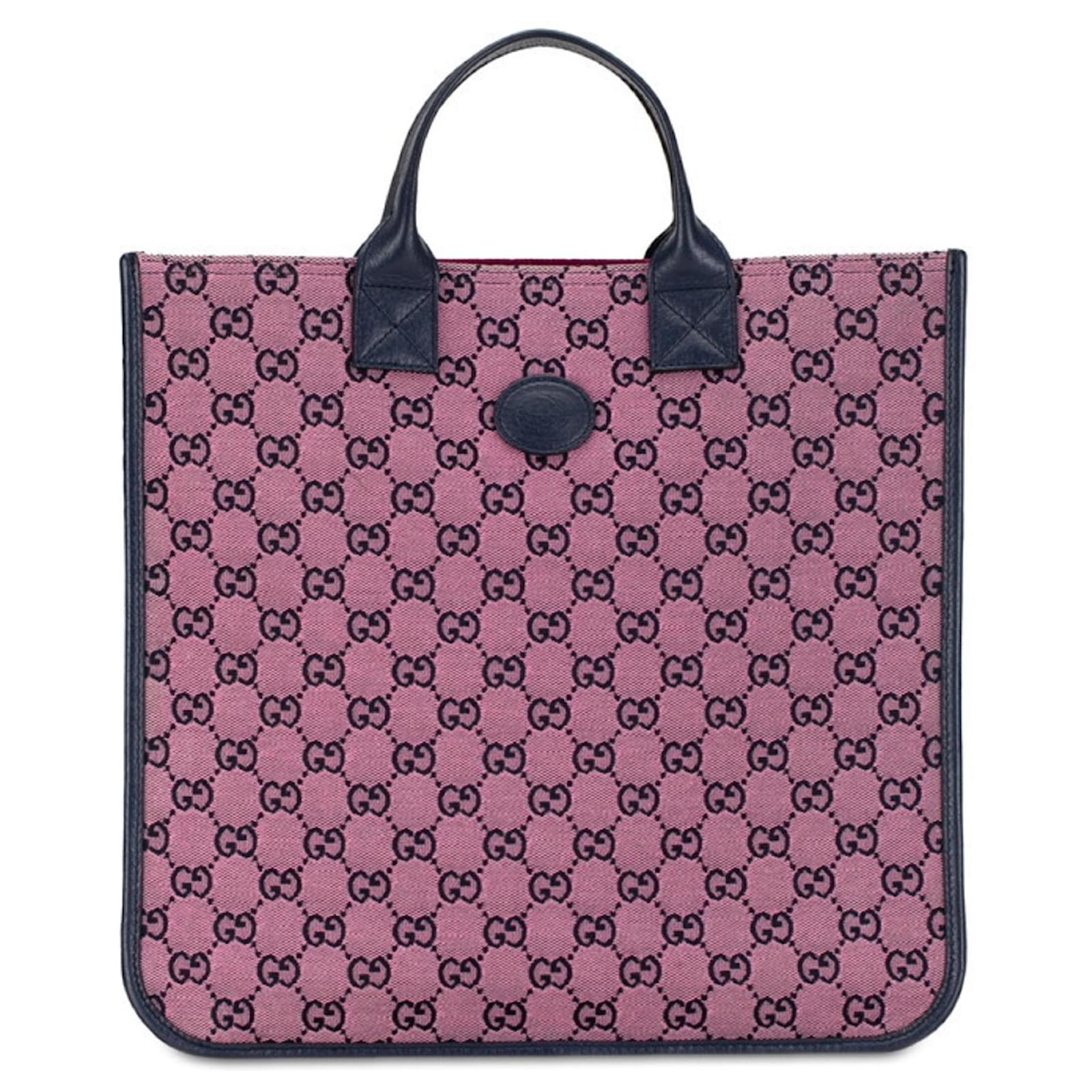 バッグ GUCCI GG PATTERN CANVAS TOTE HAND BAG GUCCI Tote Bag Handbag GG Canvas Leather Red Gray Authentic
