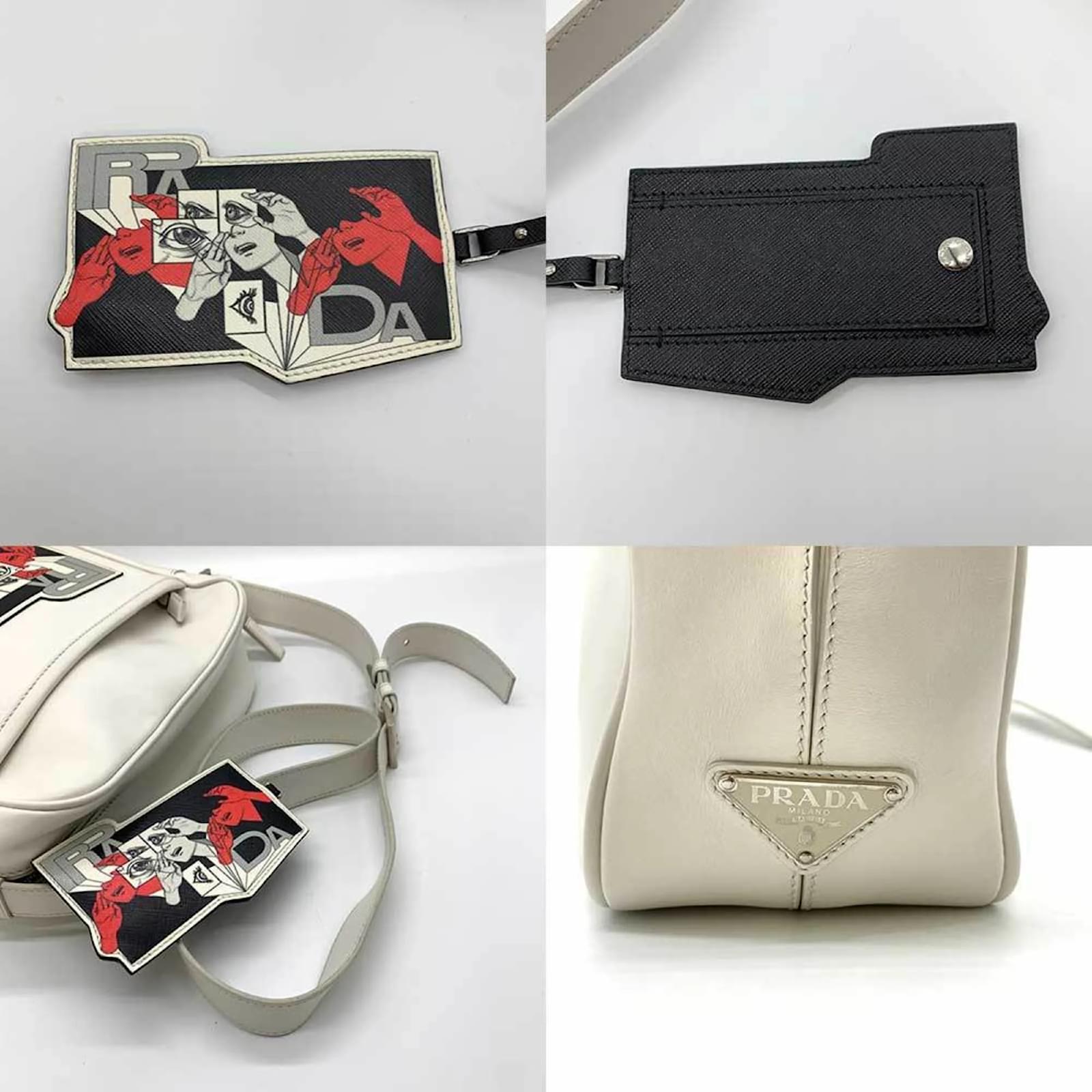 Prada Comic Print Shoulder Bag White Leather ref.1489286 Joli Closet