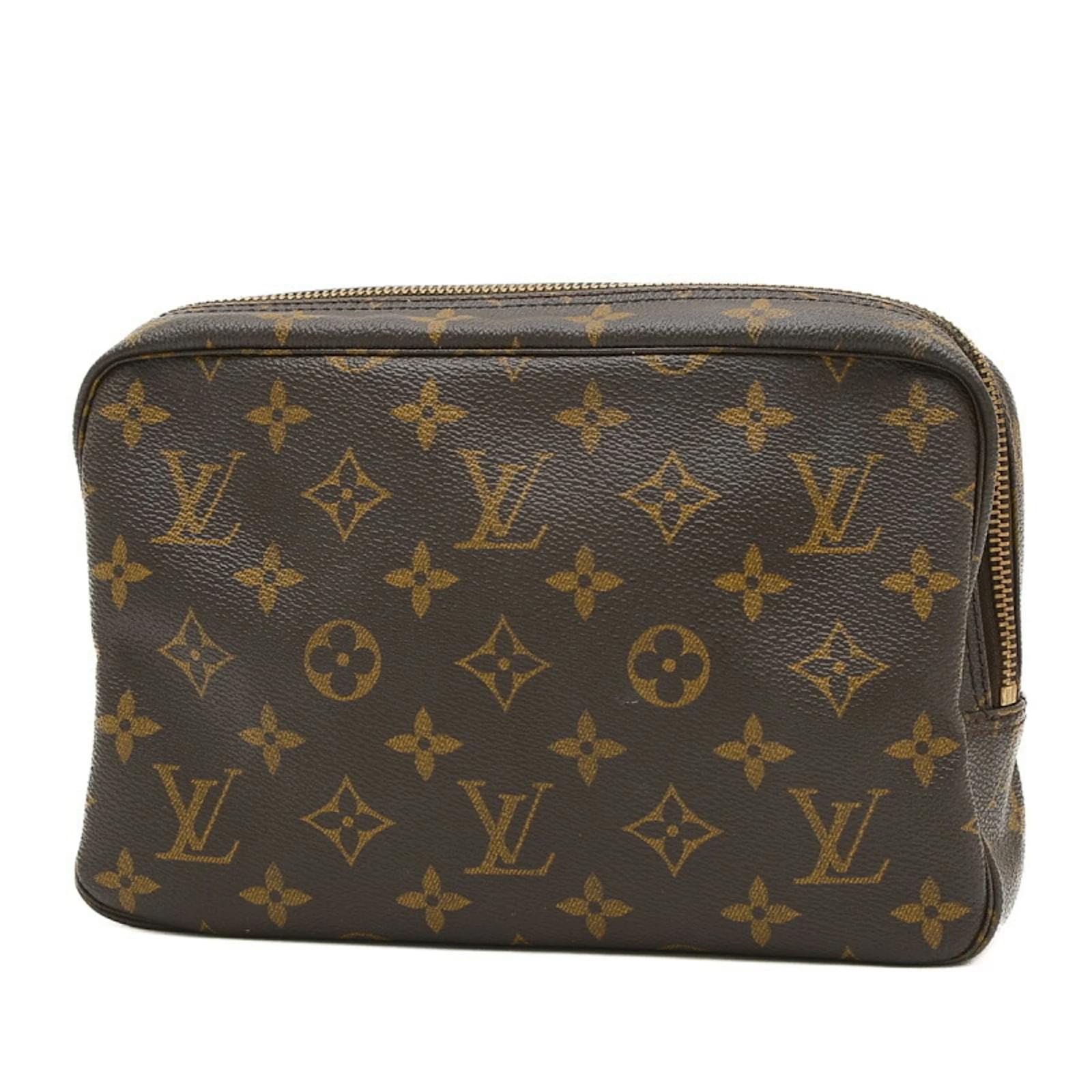 Clutch Bag Toilette 23 Monogramm Louis Vuitton Braun Lackleder ref  