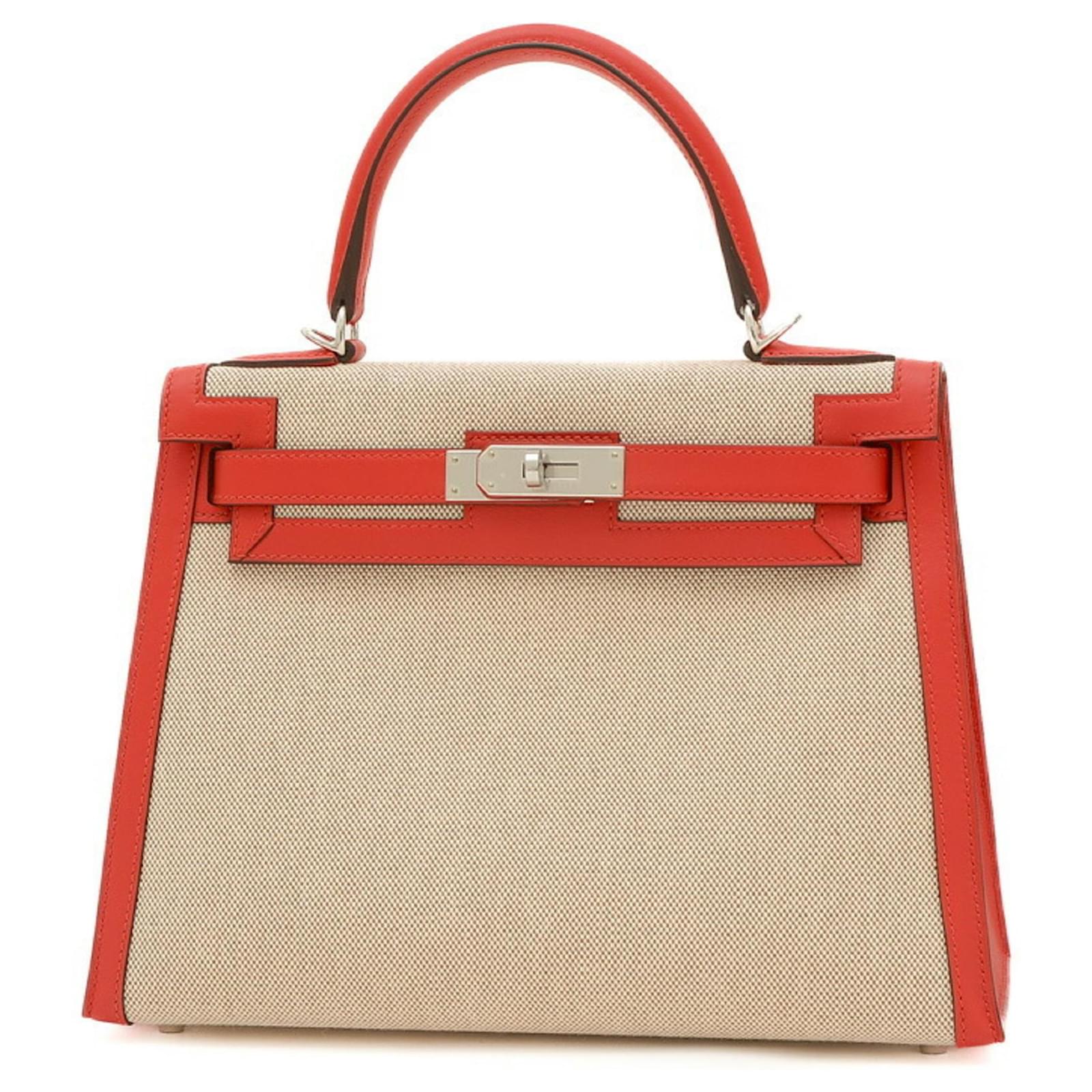 Hermès Hermes Kelly 28 Handtasche mit Außennaht Rot Roh Leder Tuch