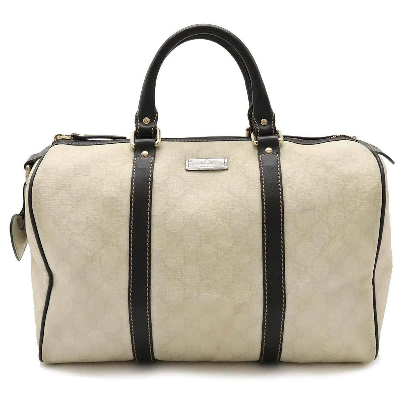 Gucci GG Supreme Handbag Boston Bag Black Cream Patent