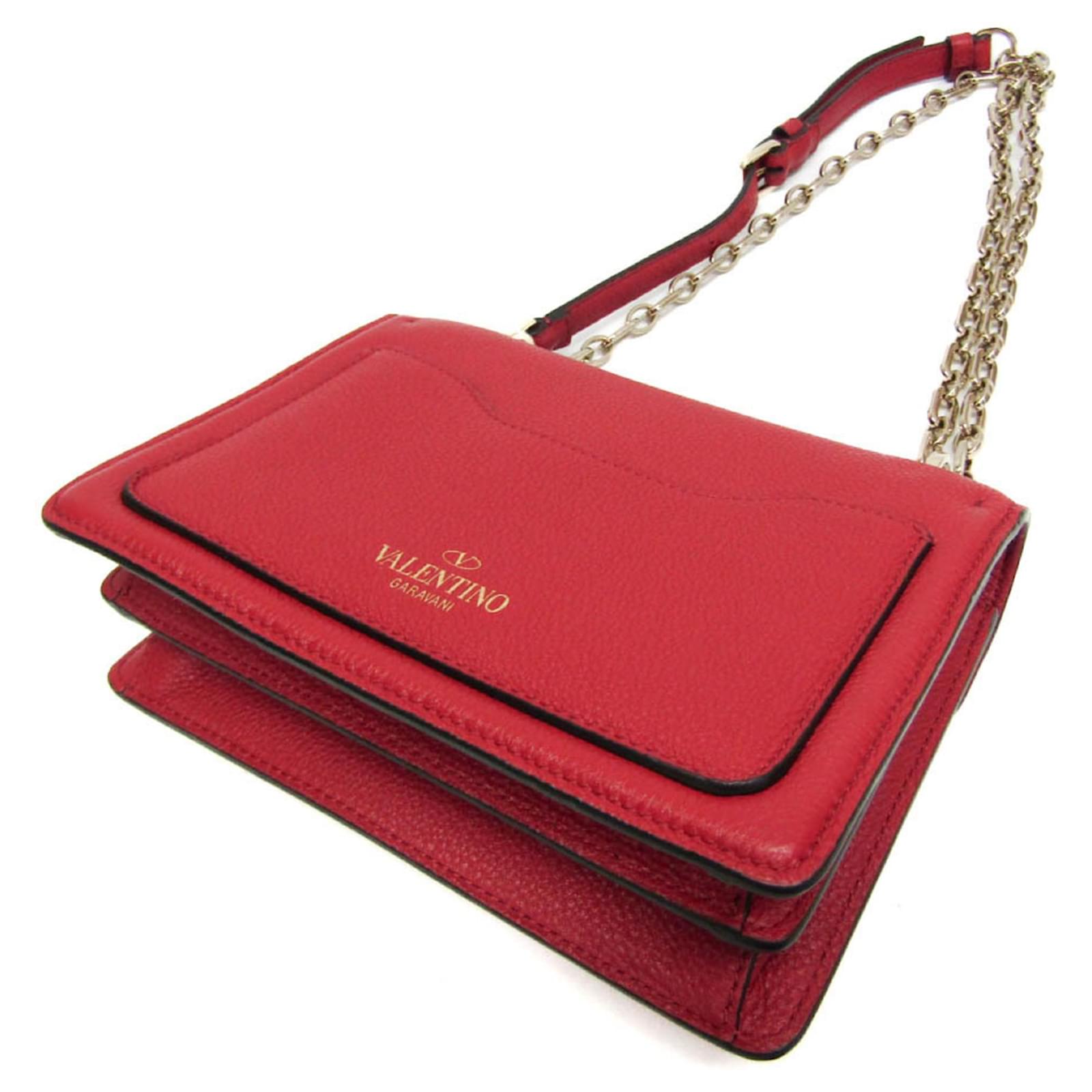 Valentino Garavani VLTN Small Uptown Shoulder Bag Red Leather ref.1492222 Joli Closet