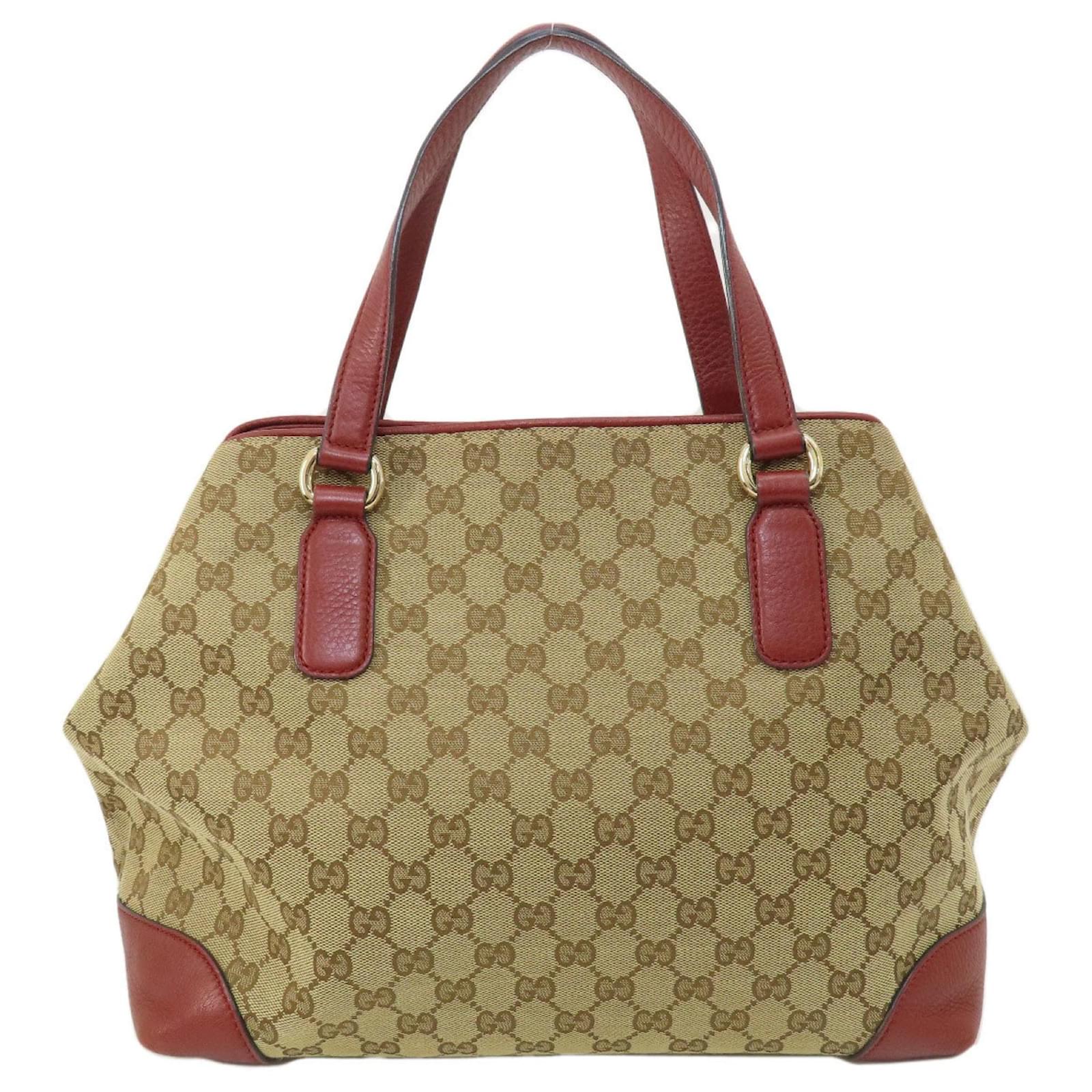 Gucci 296850 GG Horsebit Tote Bag Brown Leather Cloth ref Gucci 296850 GG Horsebit Tote Bag Brown Leather Cloth ref