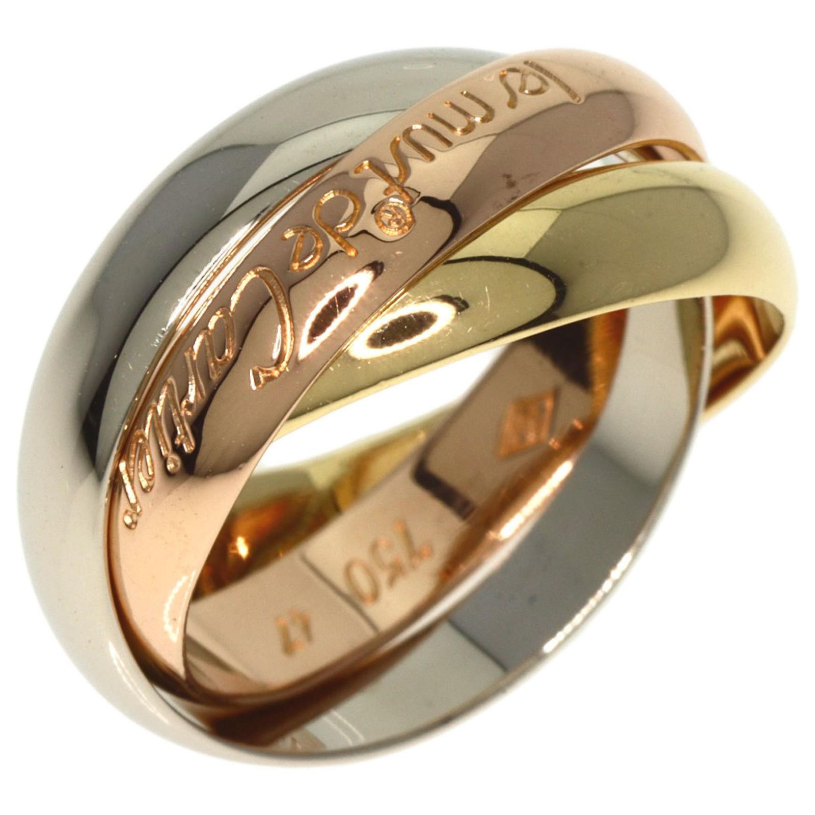 Cartier Trinity #47 Ring White gold Yellow gold Pink gold ref.1493149 ...
