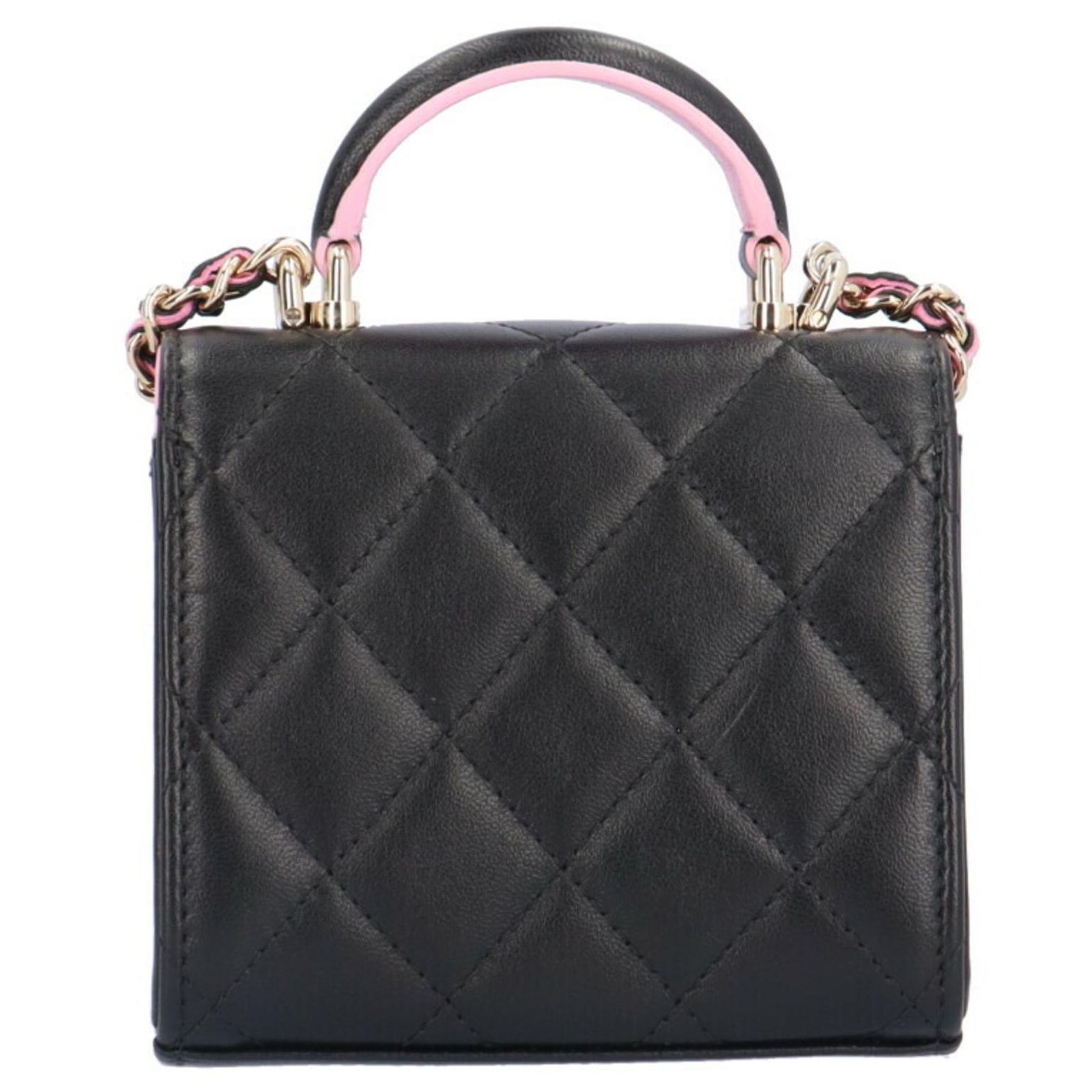 Chanel Matelasse Coco Mark Shoulder Bag Black Pink Leather ref 