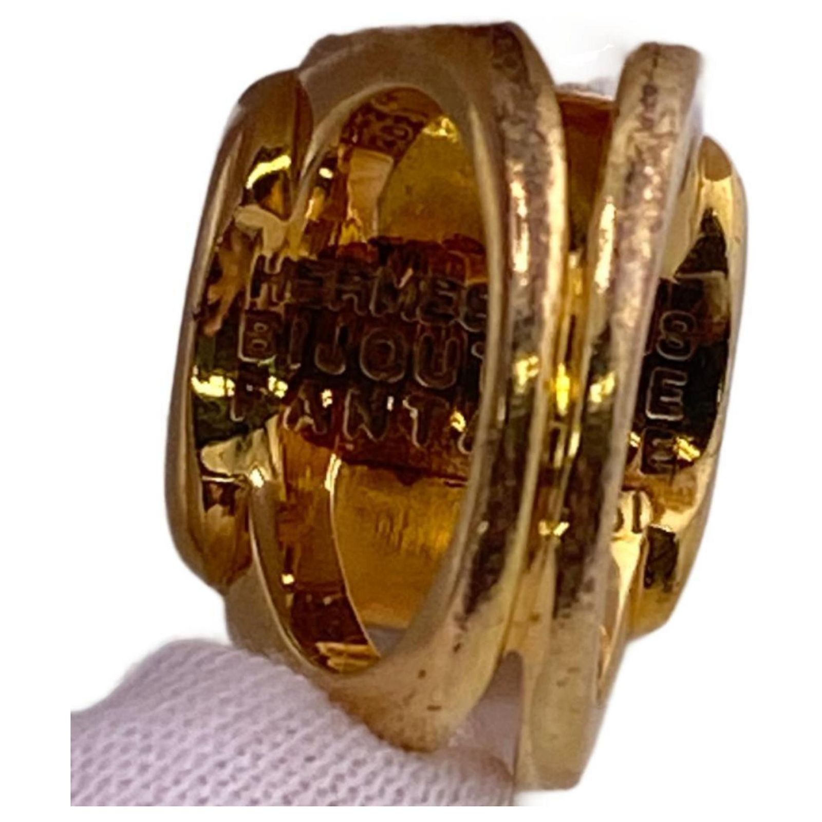 Ring Hermès Bague en Corozo HERMES Doré ref.JC1493436 (Vendu