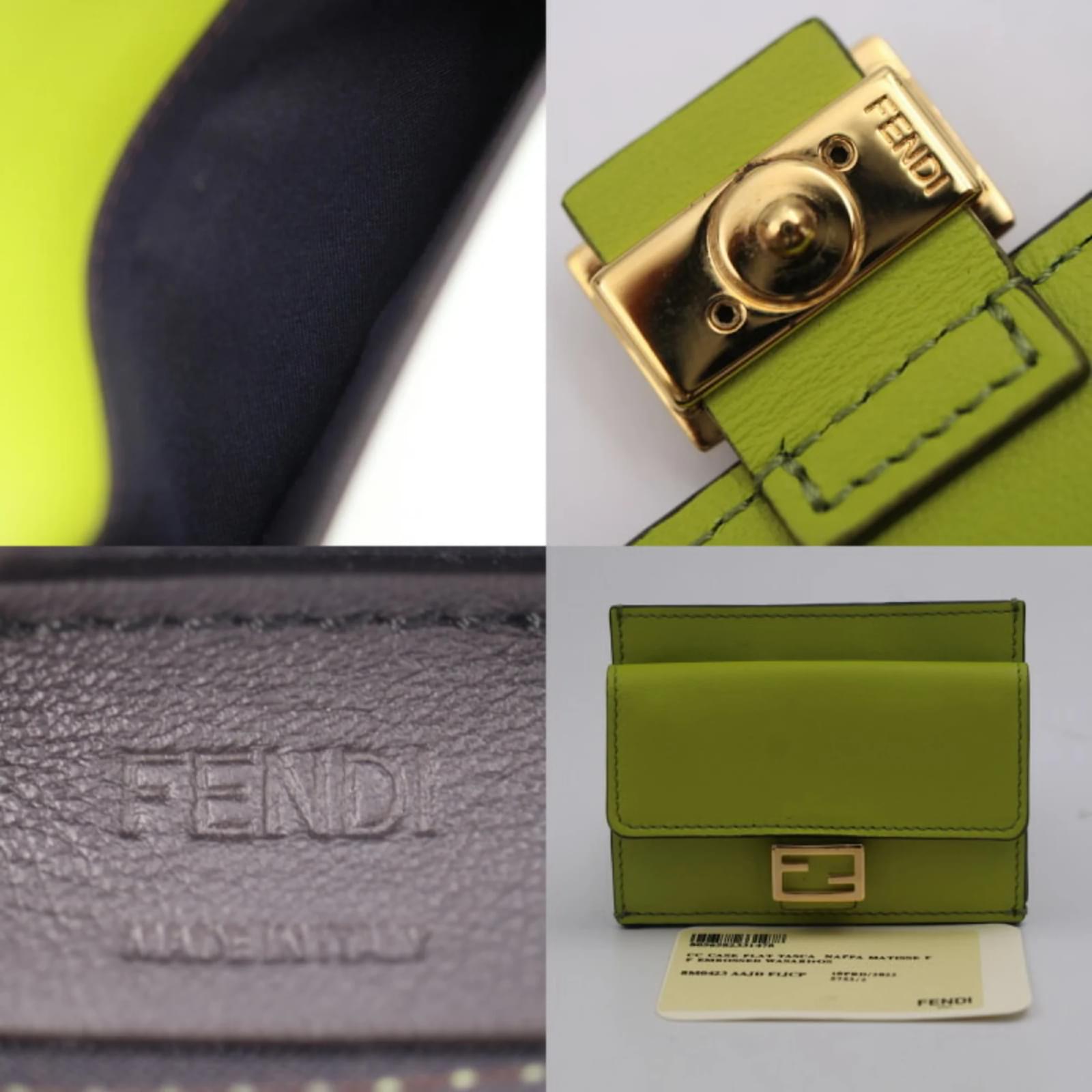 【Fendi】Baguette FF Motif Card Holder - Green / Fendi Baguette Ff Motif Card Holder Green | eBay
