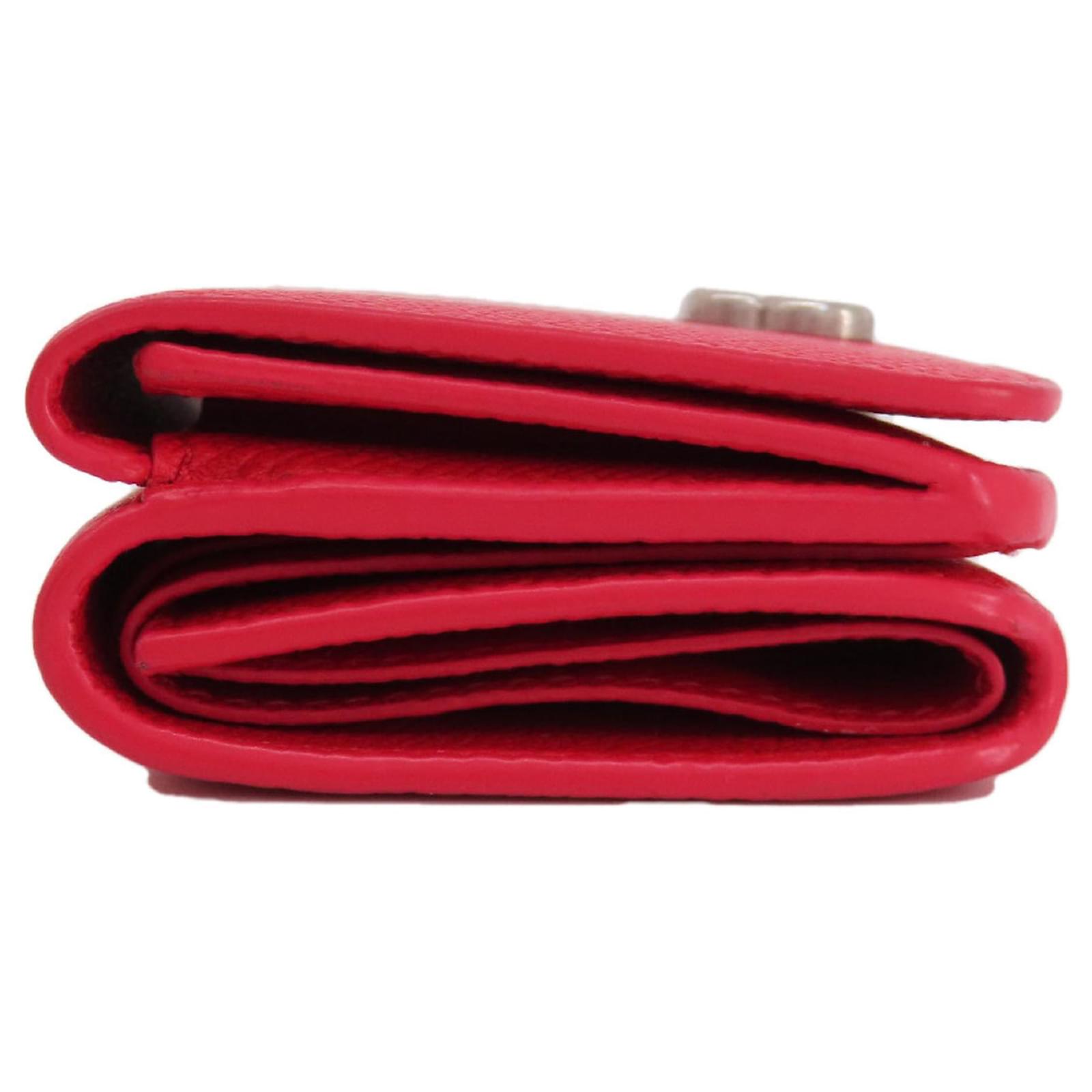Balenciaga 601387 BB Compact Bi-fold Wallet Red Leather ref