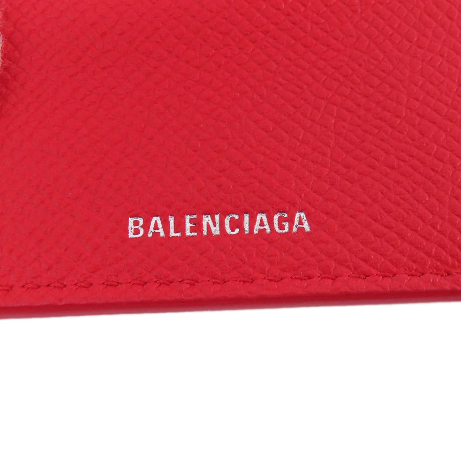 Balenciaga 601387 BB Compact Bi-fold Wallet Red Leather ref