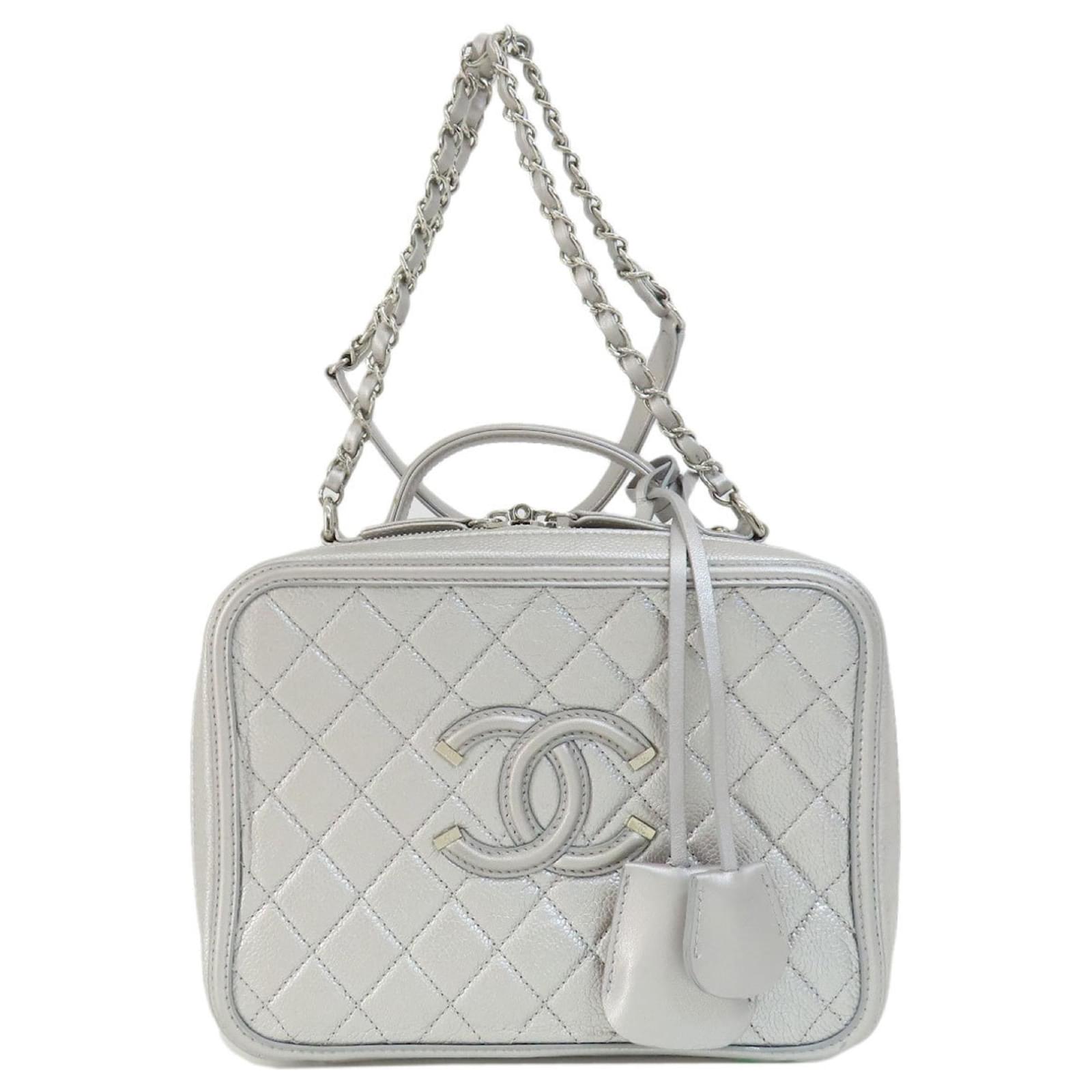 Chanel vanity case silver sale