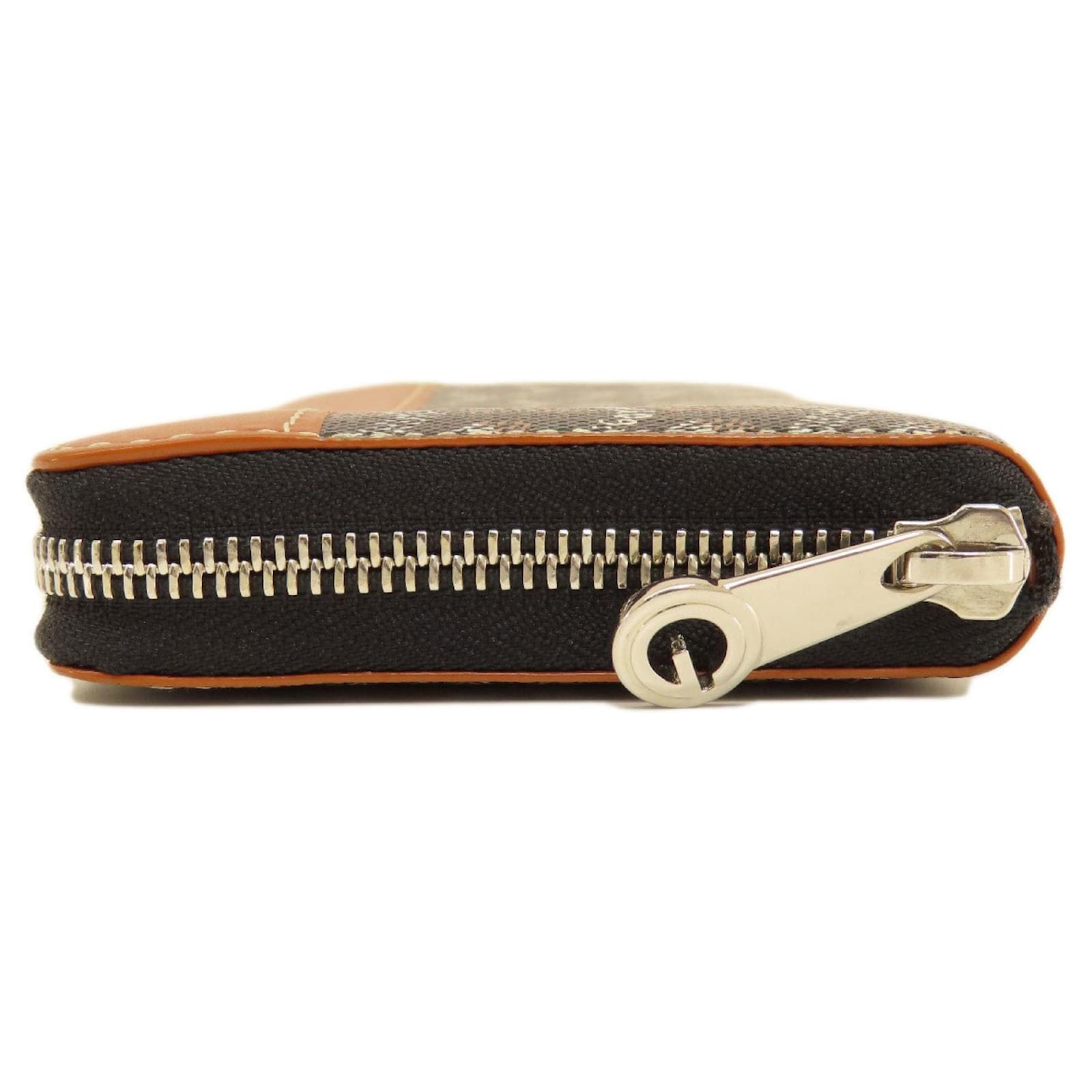 Goyard ZIP Wallet ブラック/ブラウン Pre-Owned Goyard Zip GM Herringbone Pattern Long Wallet