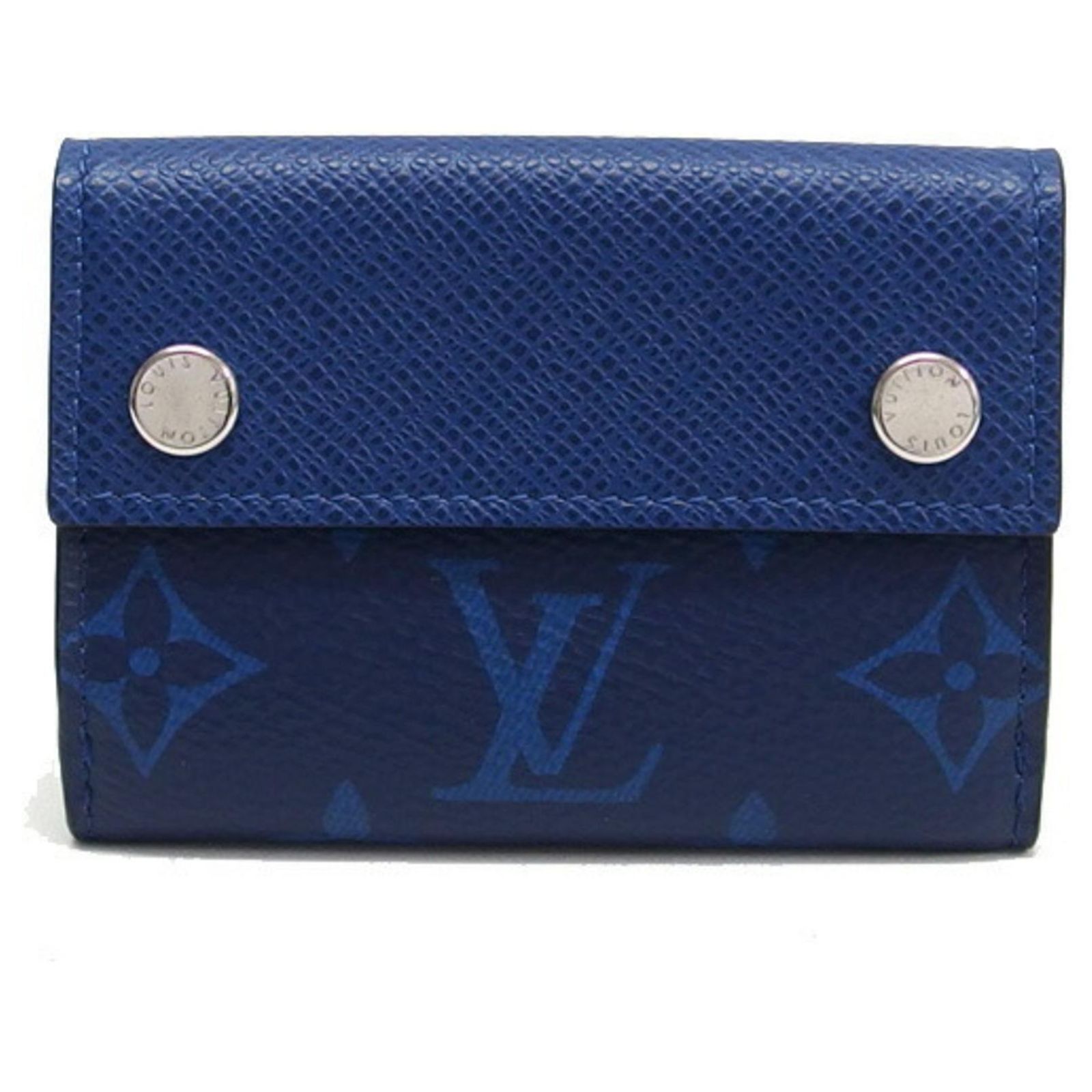 Louis Vuitton Monogram Taigarama Discovery Compact Wallet Blue 