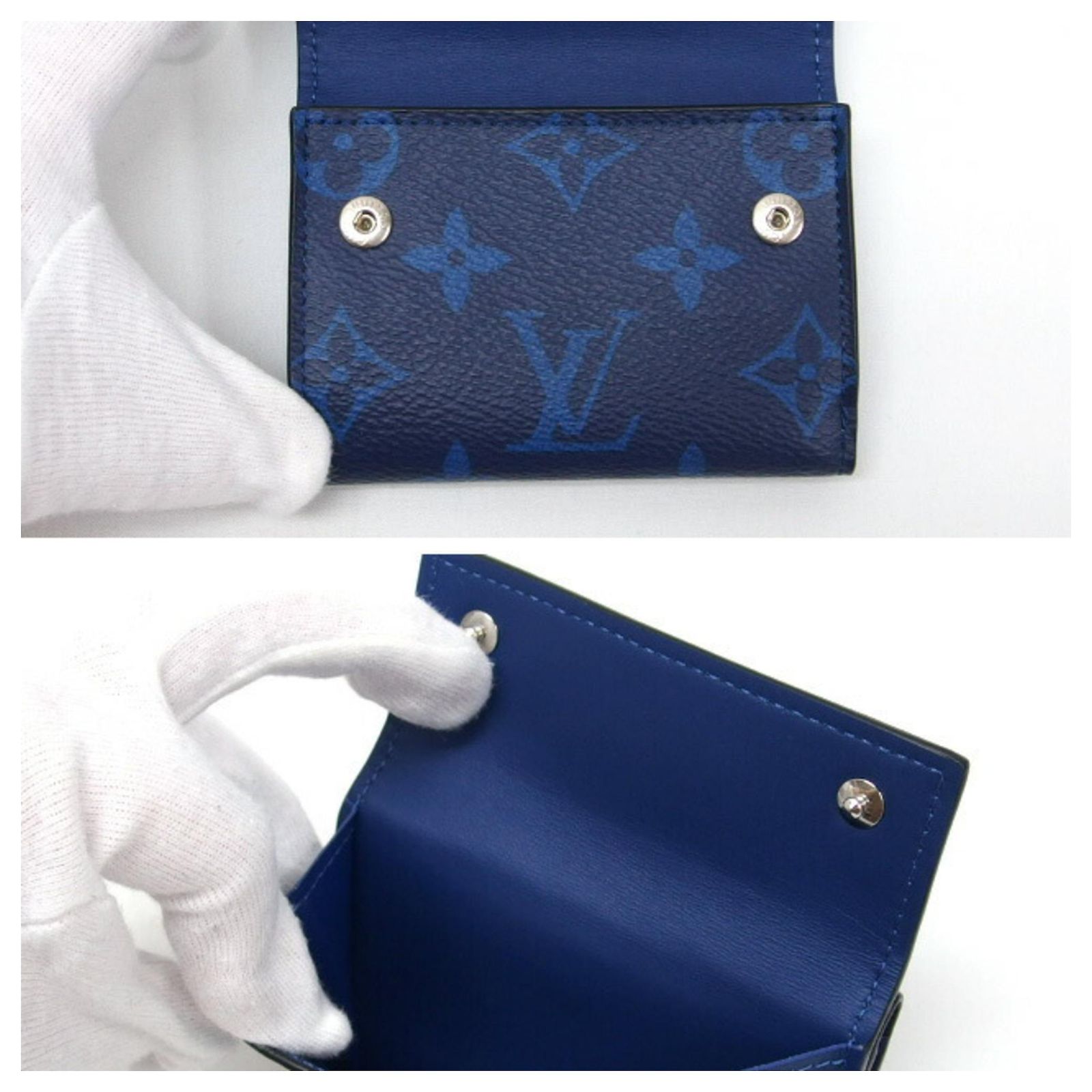 Louis Vuitton Monogram Taigarama Discovery Compact Wallet Blue 