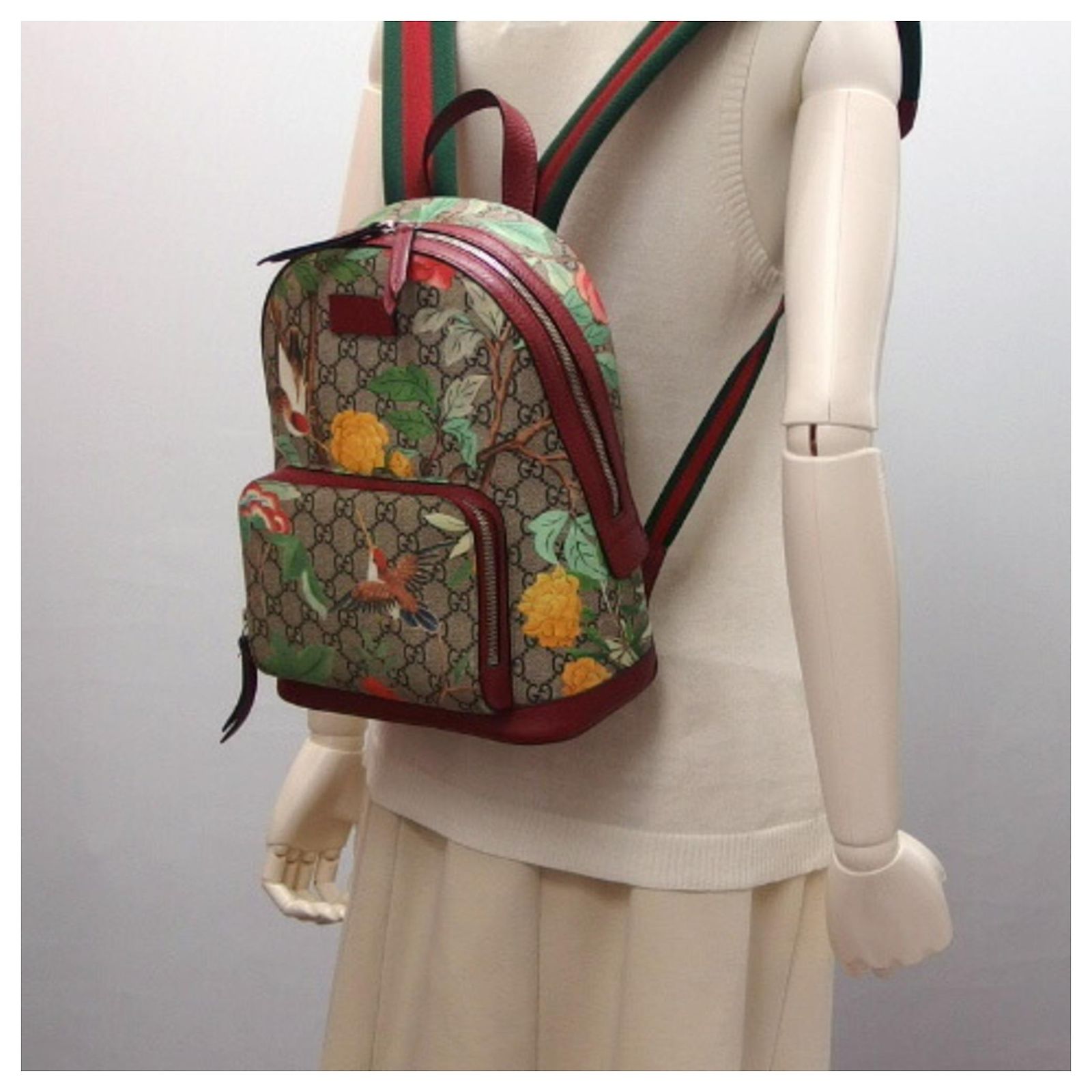 Gucci GG Supreme Tian Small Backpack Red Multiple colors 
