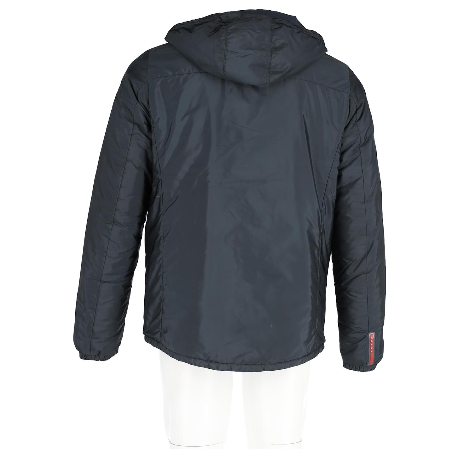 Prada Bicolor Zip Front Reversible Jacket in Blue Nylon ref