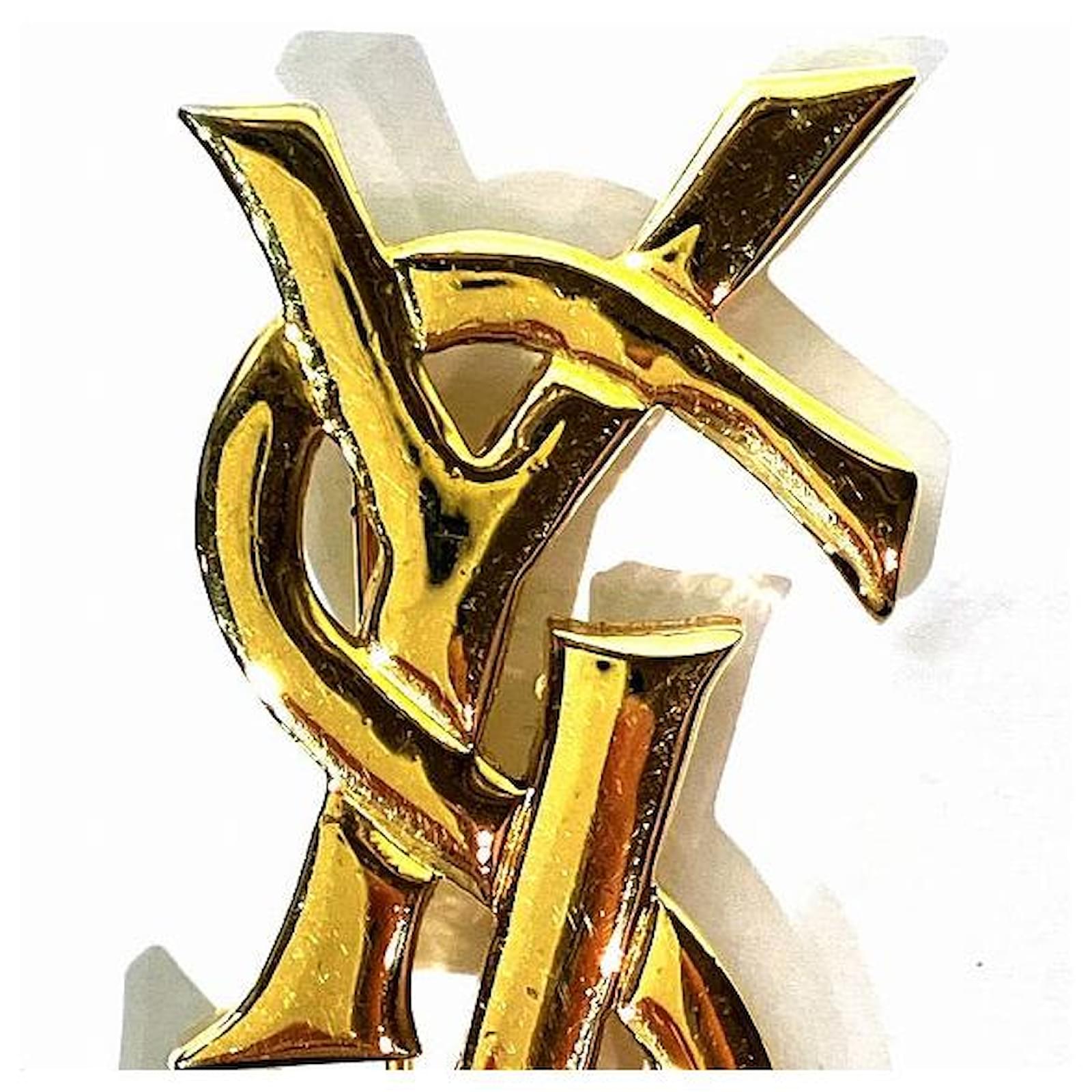 Autre Marque Yves Saint Laurent YSL Logo Brooch 5.5cm×3.5cm