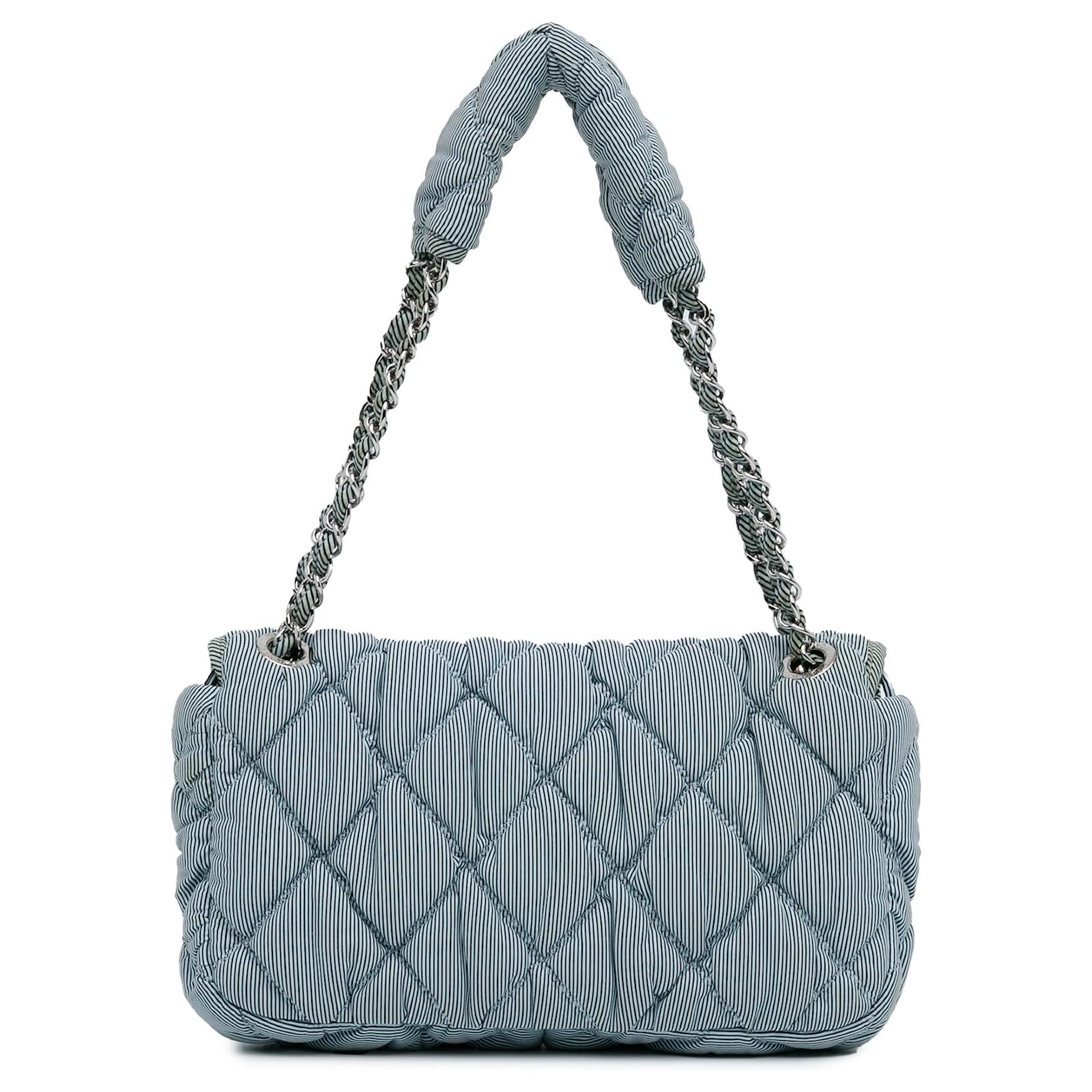 Blue Chanel Quilted Nylon Bubble Flap Shoulder Bag Cloth ref