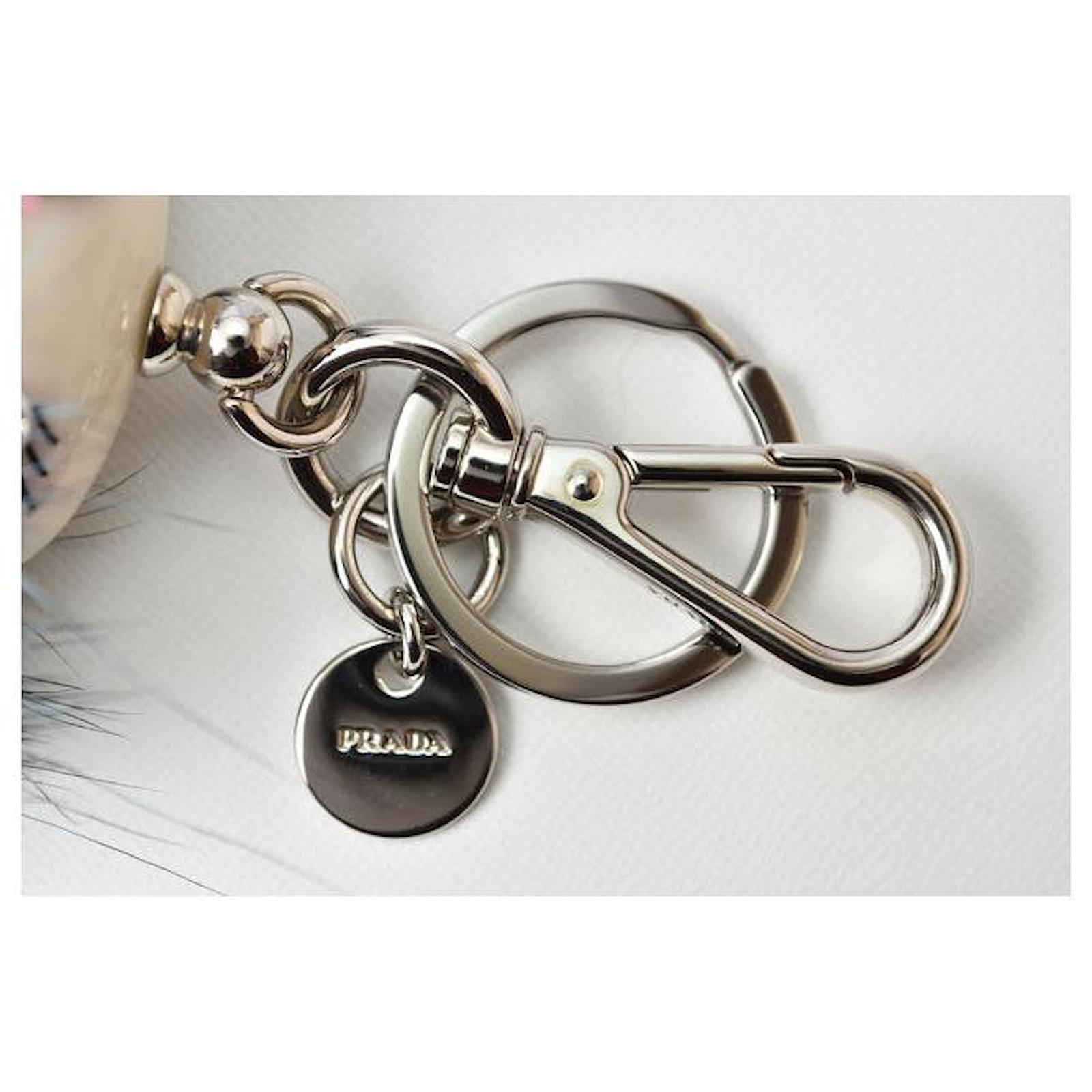 Prada Leather/Metal Keyring Keychain Trick Robot Blue