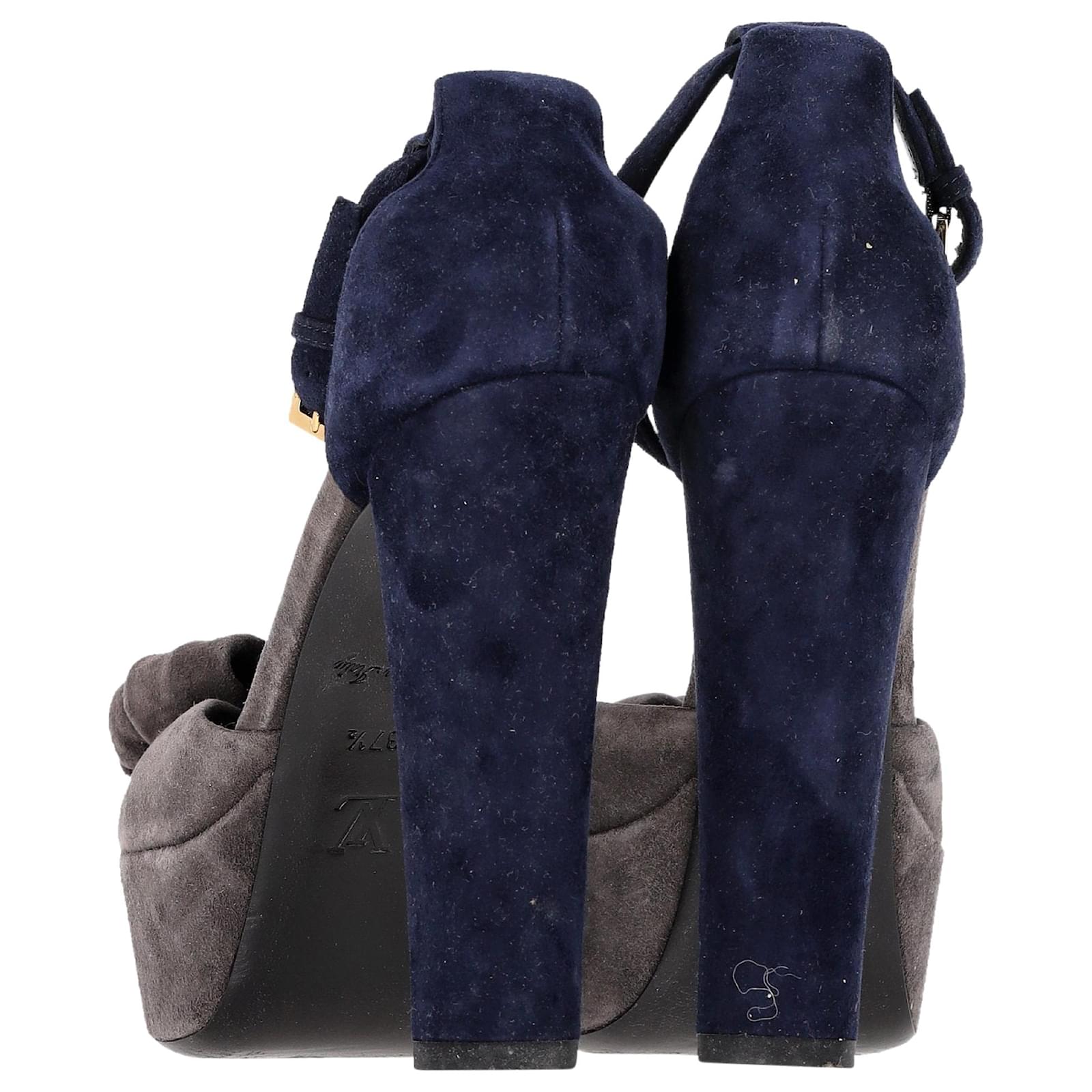 Louis Vuitton Flower Detail Platform Sandals in Blue and Grey