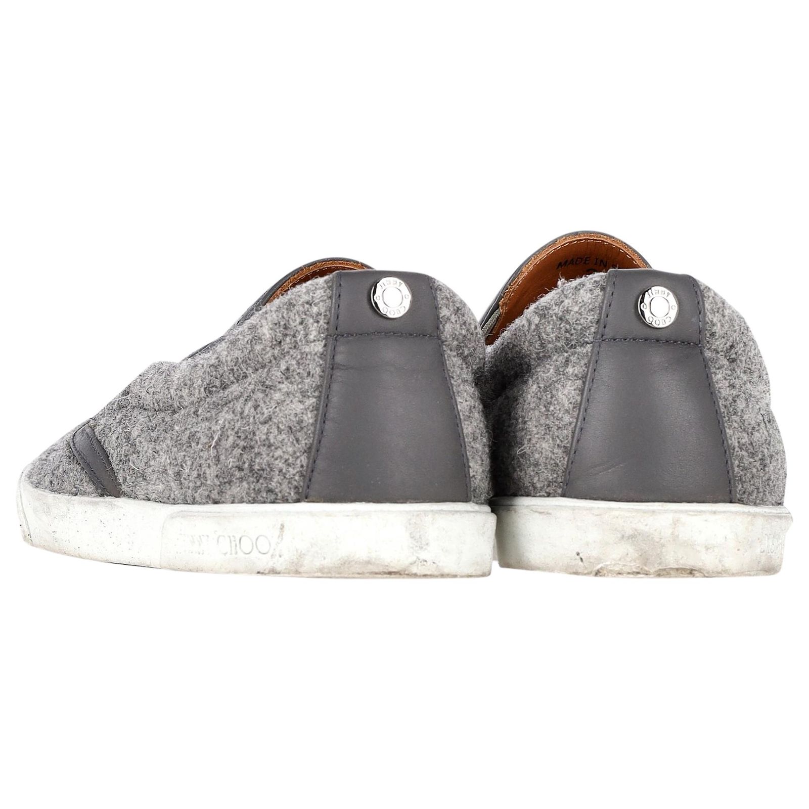 Jimmy Choo Dark Gray Slip-On Loafers Jimmy Choo Slip-On Loafers in Grey Wool ref.1500976 - Joli  main image 2